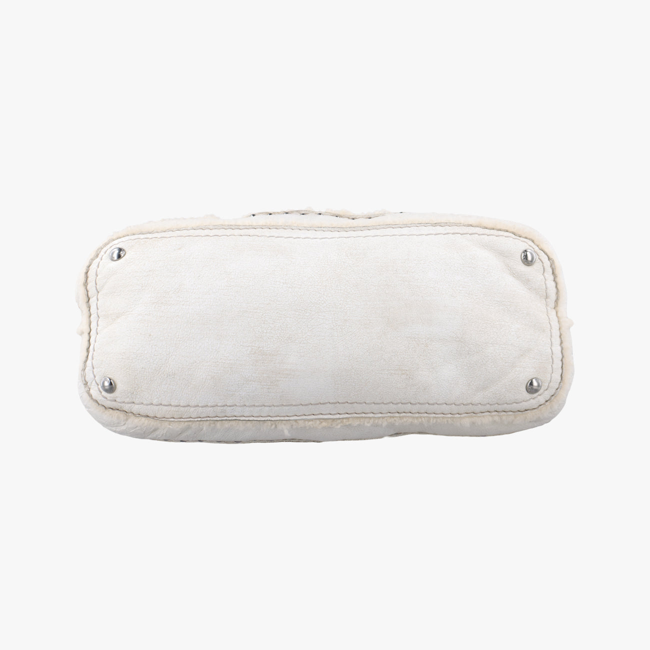 Pre-owned Prada Mouton White Shearling  shoulderbag | stylenewstar