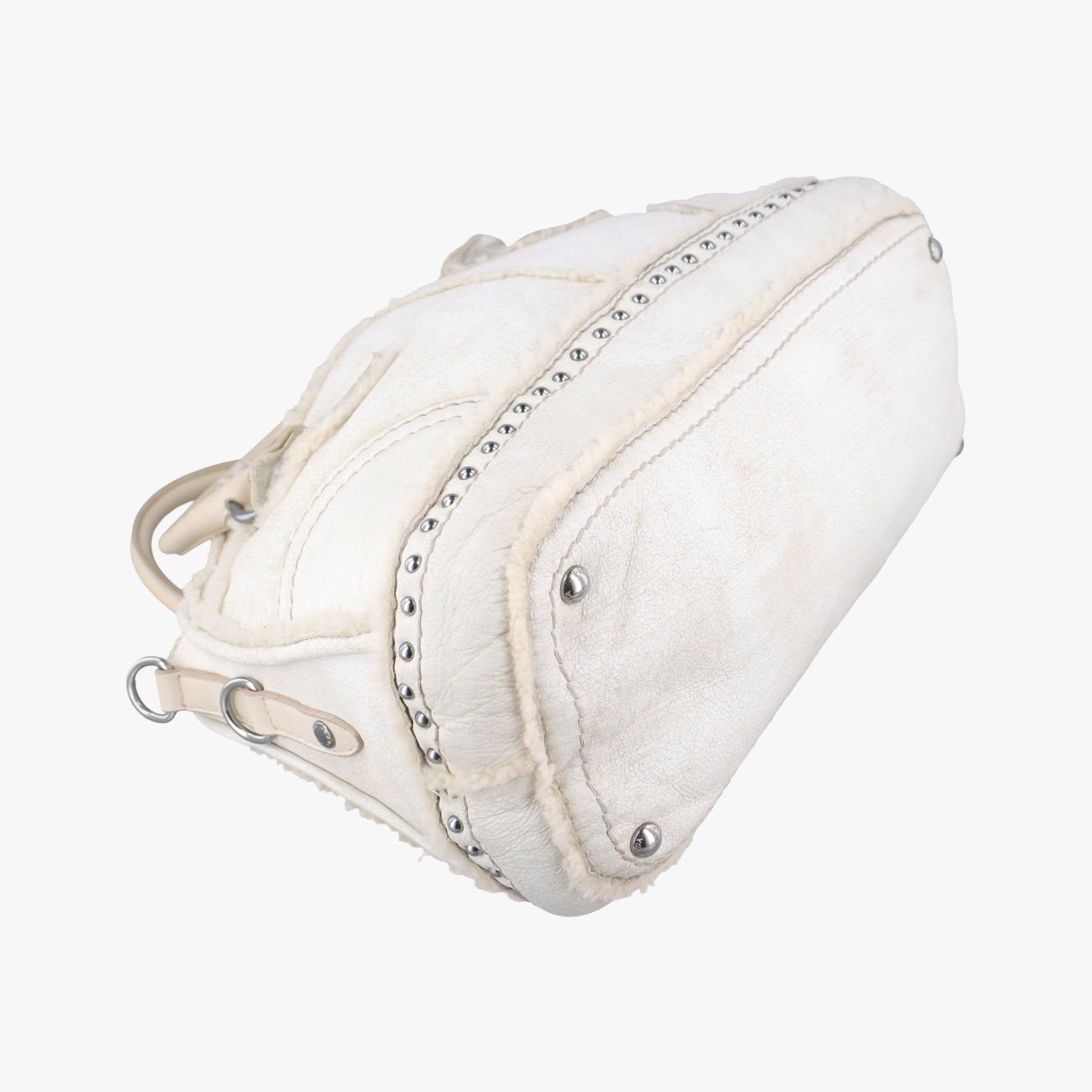 Pre-owned Prada Mouton White Shearling  shoulderbag | stylenewstar