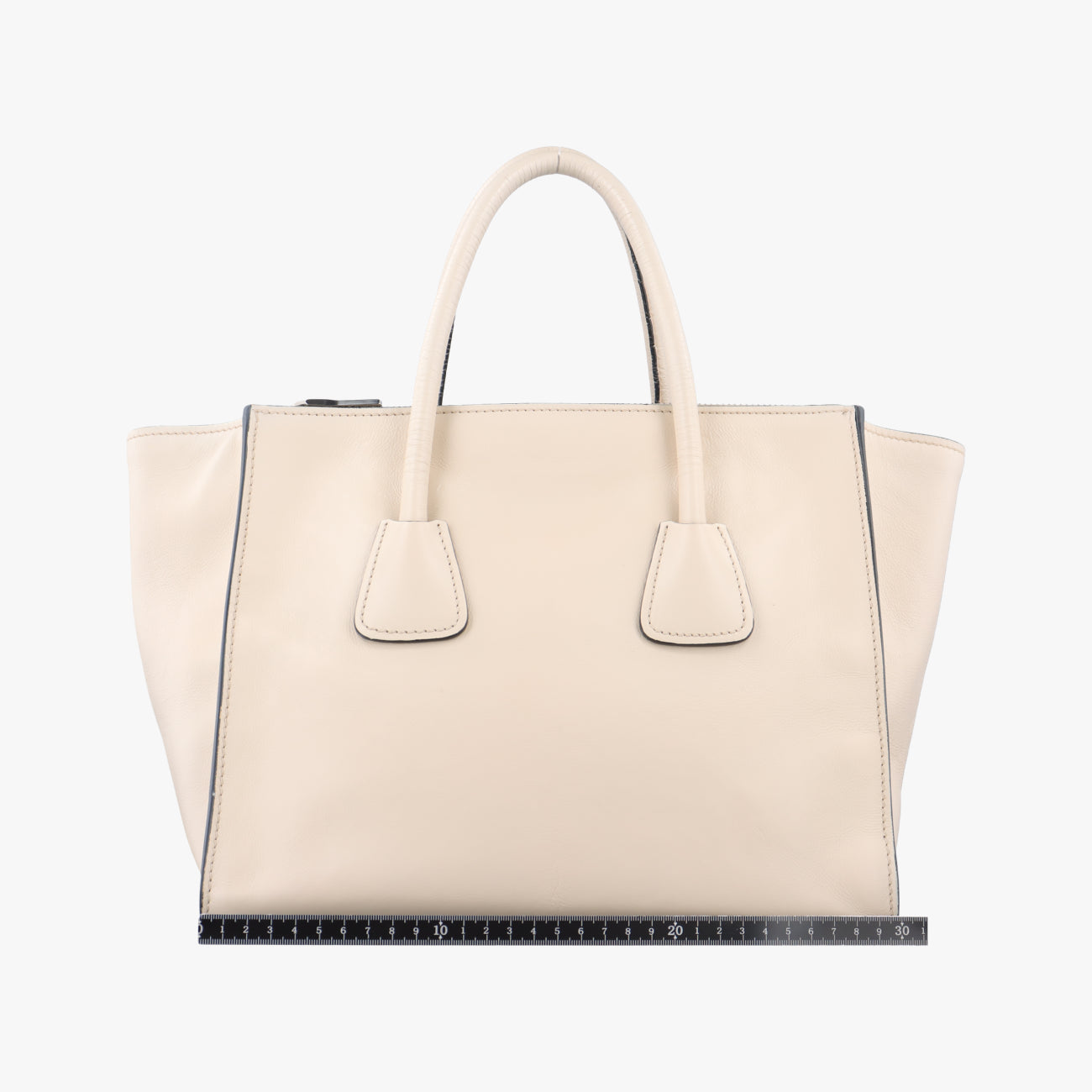 Pre-owned Prada Twin Pocket Double Zip Tote Beige Leather BN2619 shoulderbag | stylenewstar