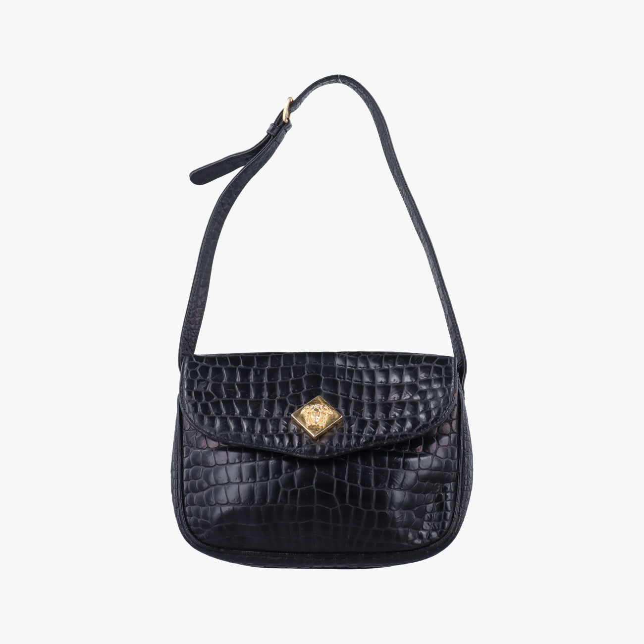Pre-owned VERSACE Medusa Black leather  shoulderbag | stylenewstar