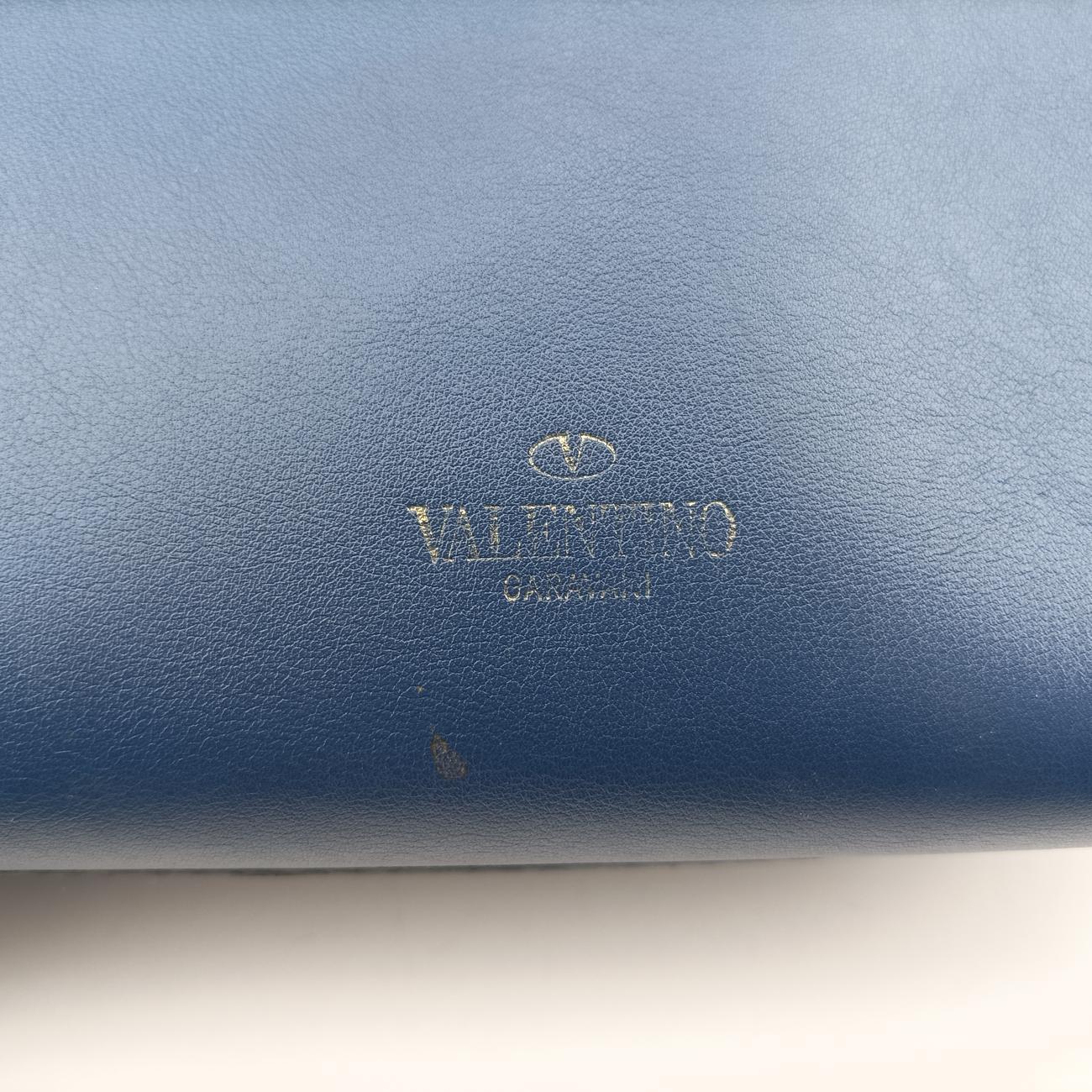 Pre-owned Valentino ROCKSTUD Blue Leather  shoulderbag | stylenewstar