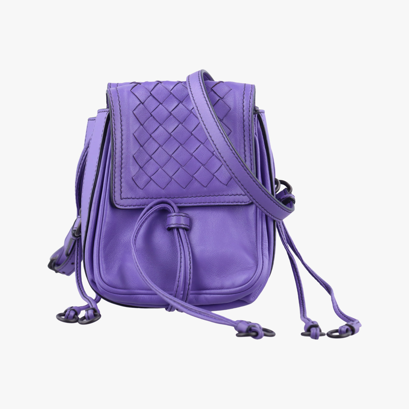 Pre-owned Bottega Veneta Clip Purple Lambskin  shoulderbag | stylenewstar
