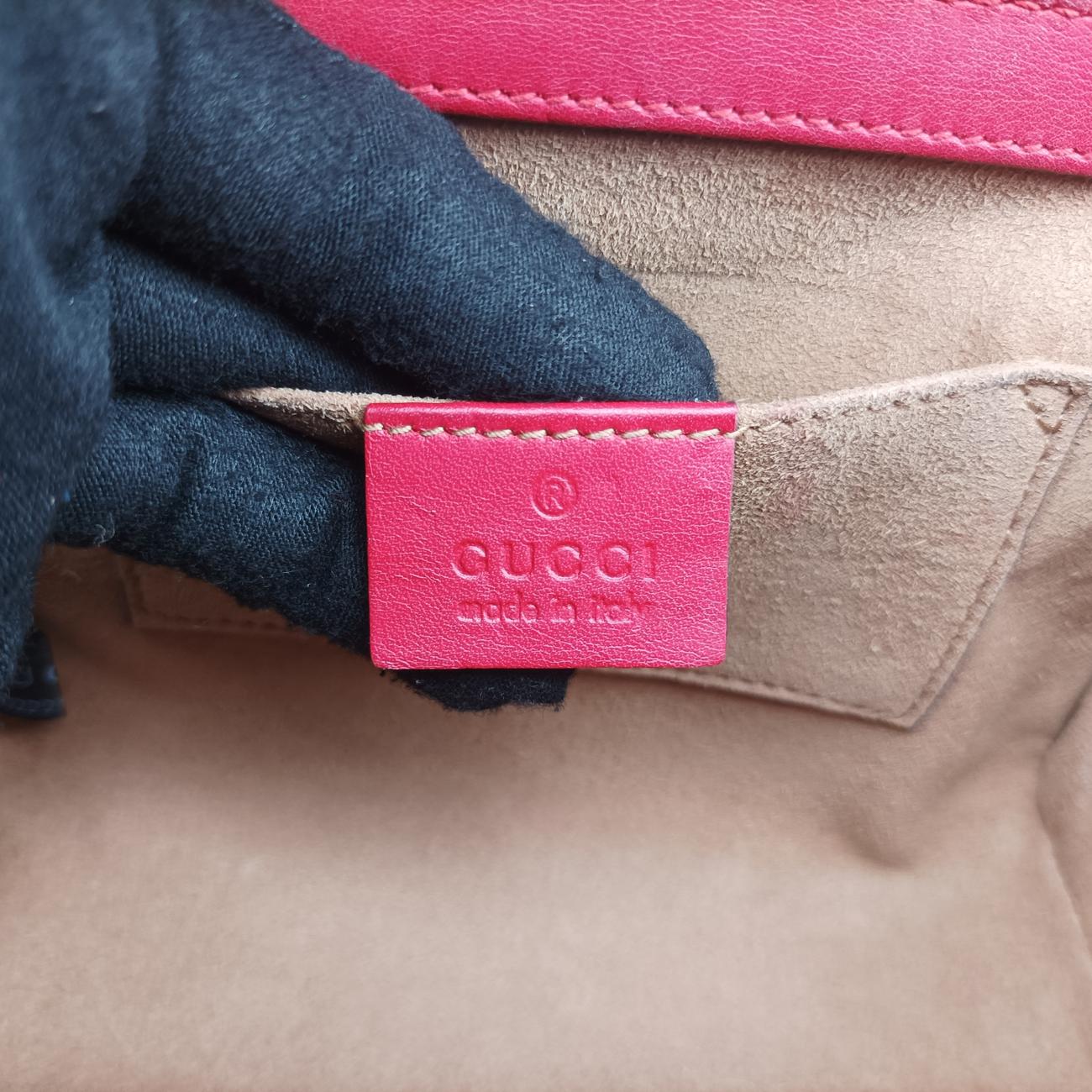 Pre-owned Gucci Padlock beige×red×pink PVC coated canvas 409487 shoulderbag | stylenewstar