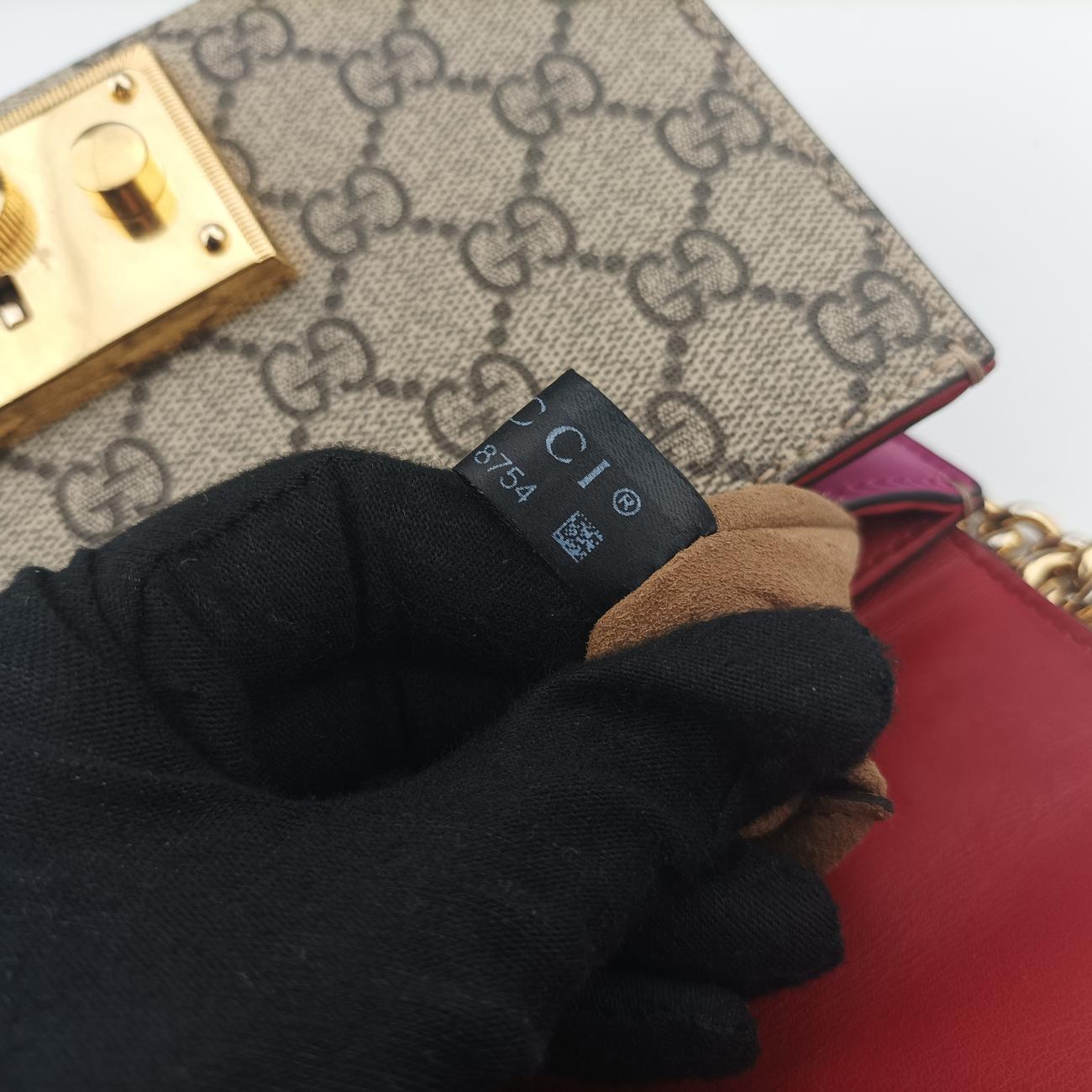 Pre-owned Gucci Padlock beige×red×pink PVC coated canvas 409487 shoulderbag | stylenewstar