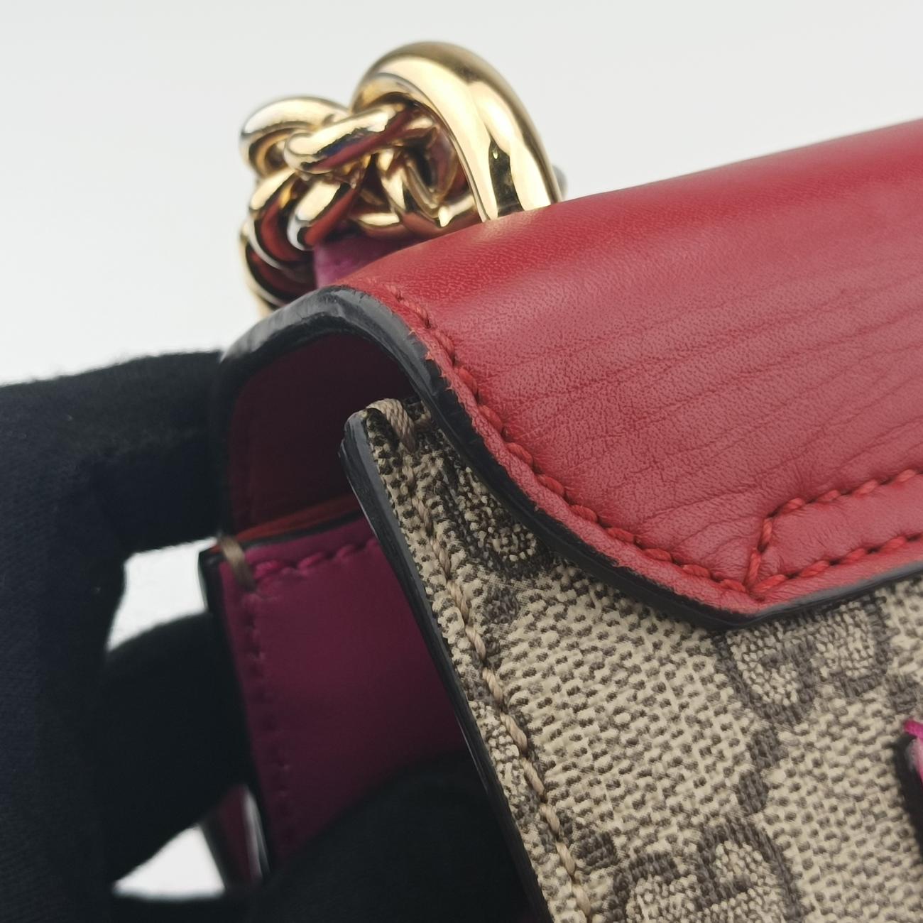 Pre-owned Gucci Padlock beige×red×pink PVC coated canvas 409487 shoulderbag | stylenewstar