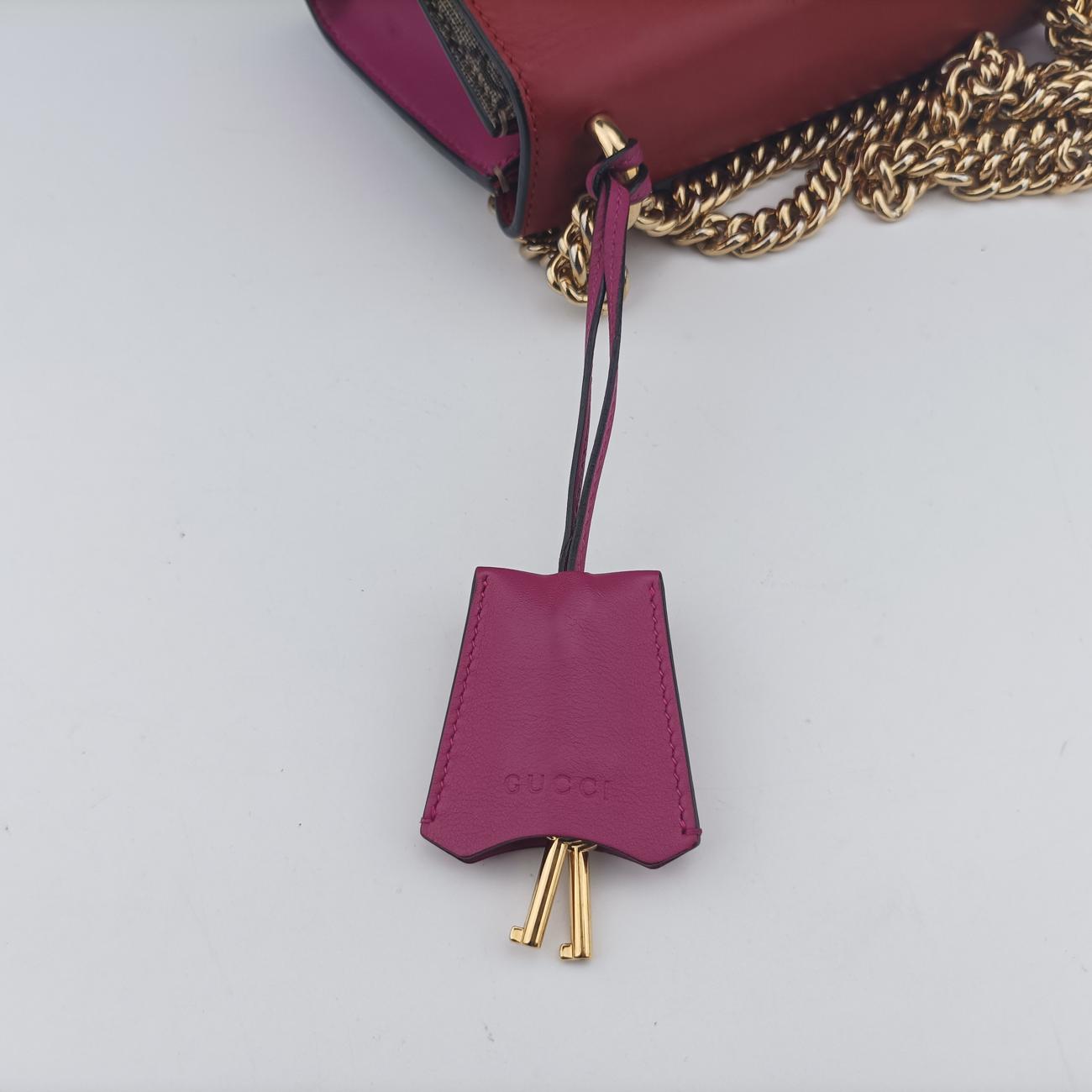 Pre-owned Gucci Padlock beige×red×pink PVC coated canvas 409487 shoulderbag | stylenewstar