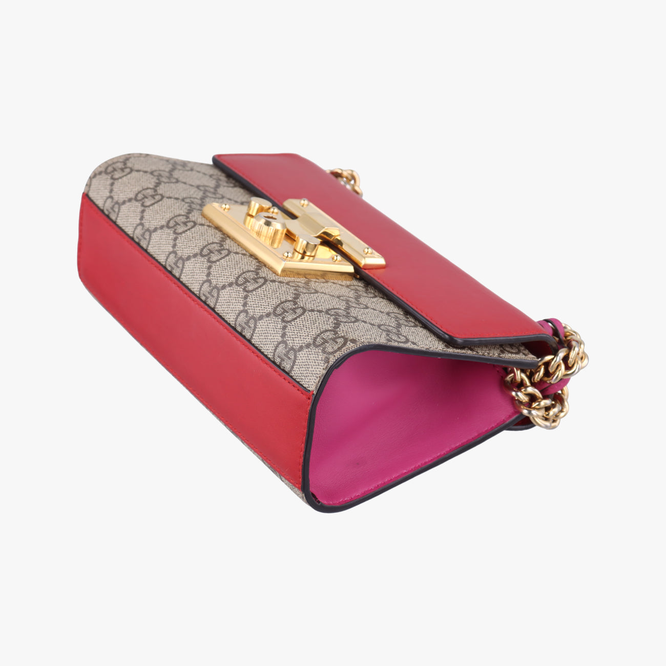Pre-owned Gucci Padlock beige×red×pink PVC coated canvas 409487 shoulderbag | stylenewstar