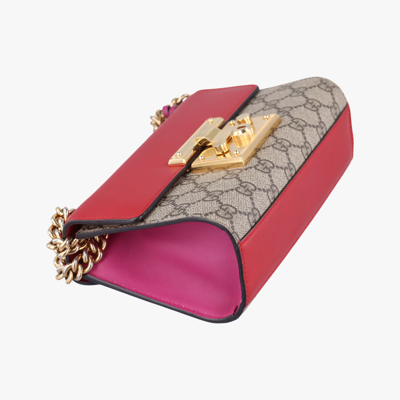 Pre-owned Gucci Padlock beige×red×pink PVC coated canvas 409487 shoulderbag | stylenewstar