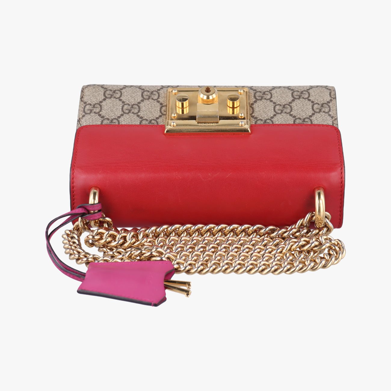 Pre-owned Gucci Padlock beige×red×pink PVC coated canvas 409487 shoulderbag | stylenewstar