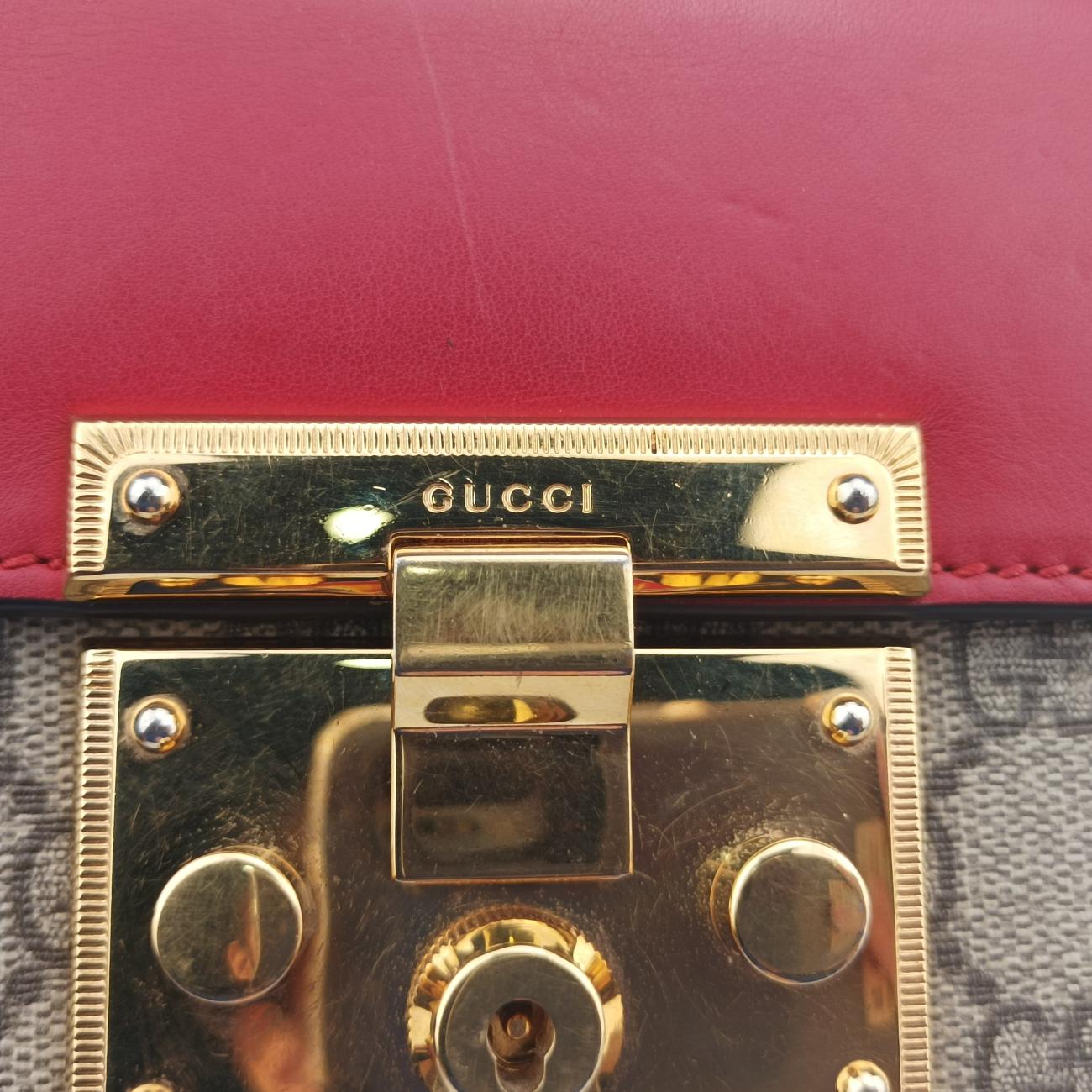 Pre-owned Gucci Padlock beige×red×pink PVC coated canvas 409487 shoulderbag | stylenewstar