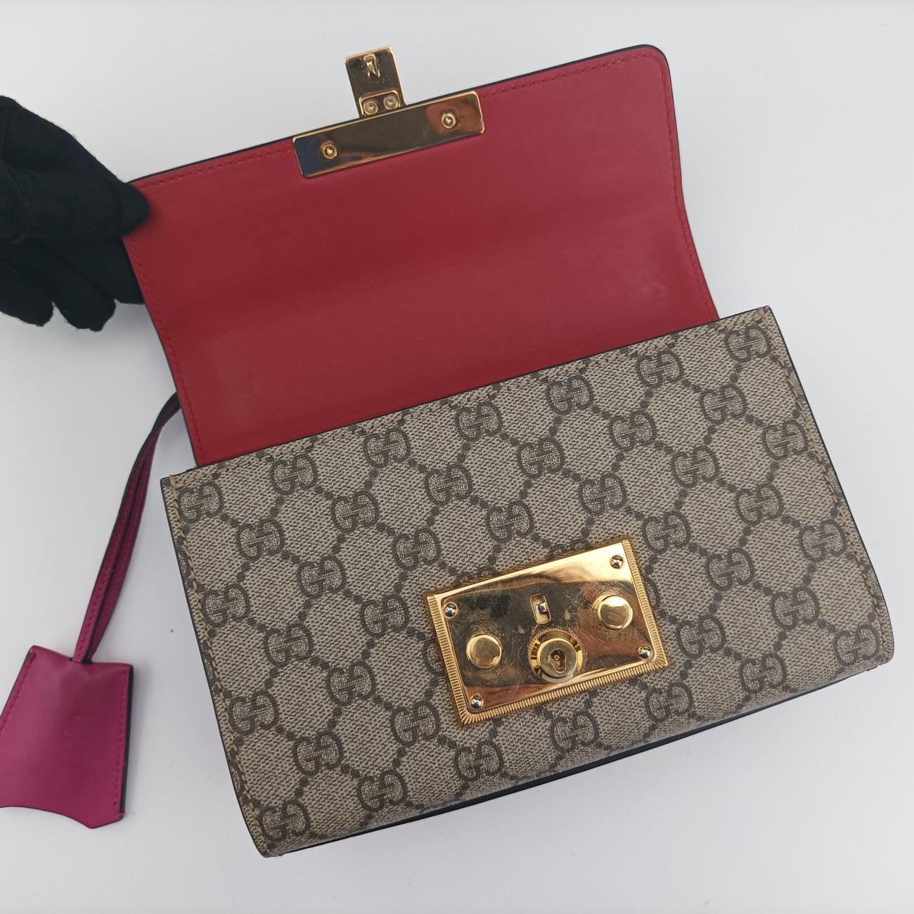Pre-owned Gucci Padlock beige×red×pink PVC coated canvas 409487 shoulderbag | stylenewstar