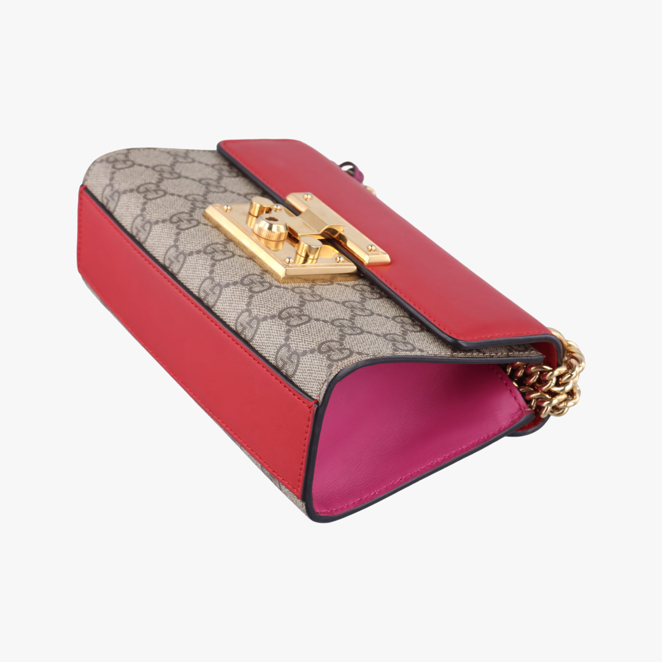 Pre-owned Gucci Padlock beige×red×pink PVC coated canvas 409487 shoulderbag | stylenewstar