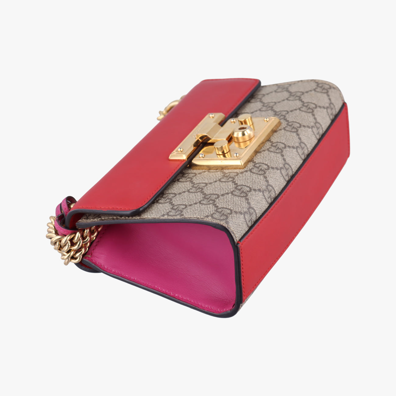 Pre-owned Gucci Padlock beige×red×pink PVC coated canvas 409487 shoulderbag | stylenewstar