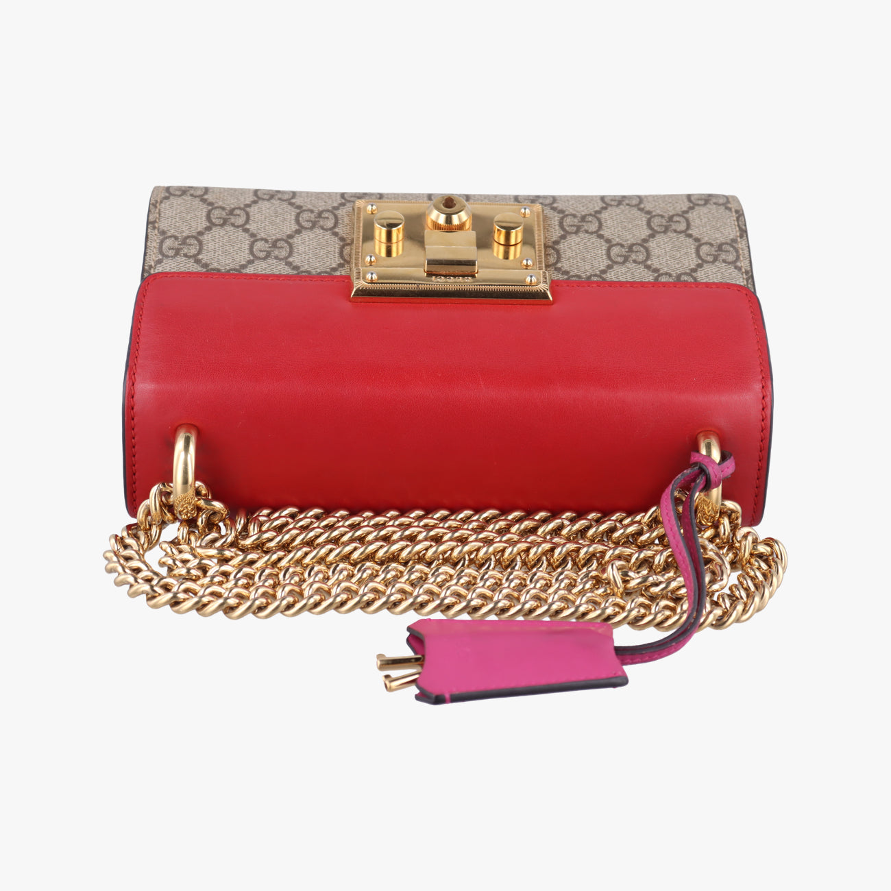Pre-owned Gucci Padlock beige×red×pink PVC coated canvas 409487 shoulderbag | stylenewstar
