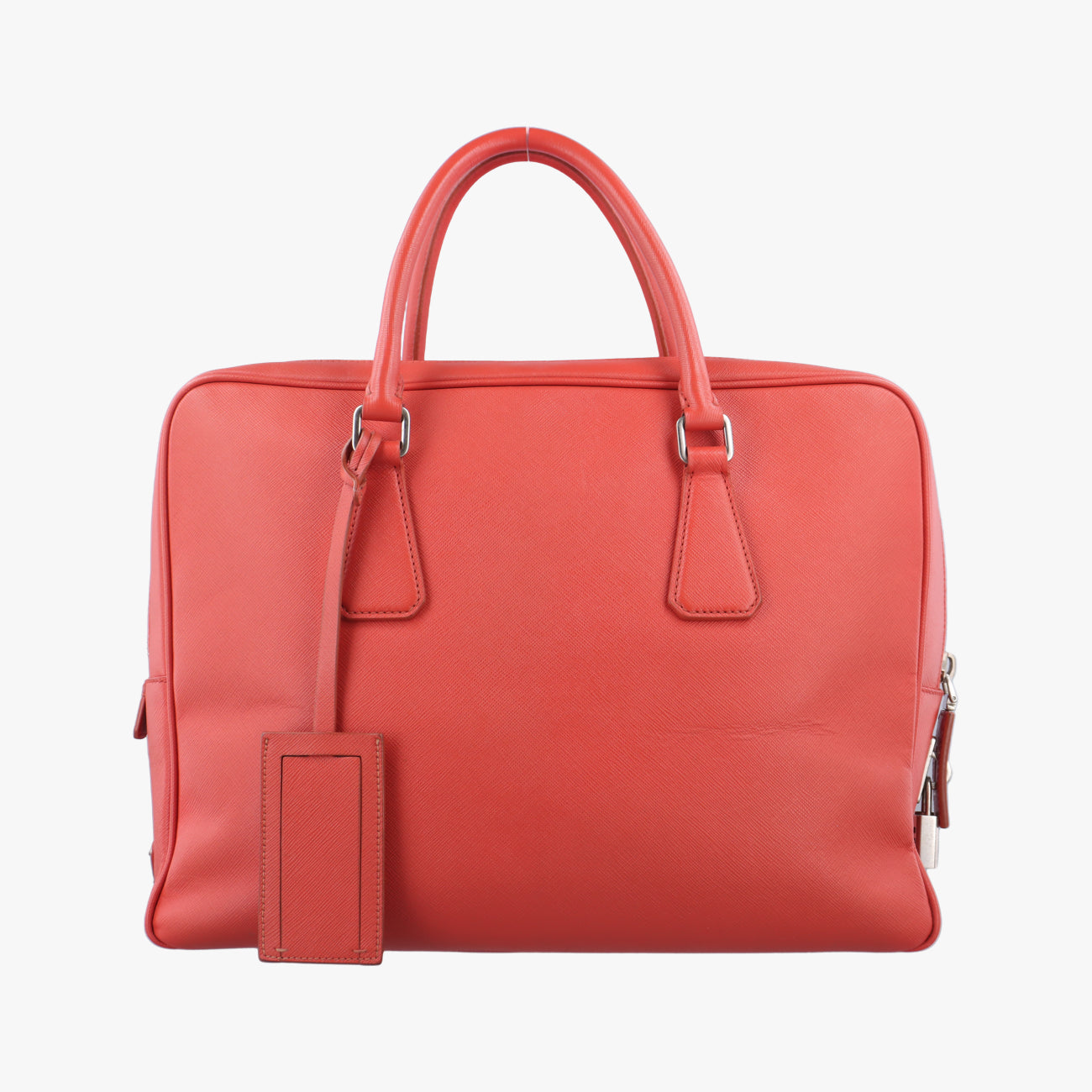 Pre-owned Prada Briefcase Business Orange SAFFIANO Leather VS0305 handbag | stylenewstar