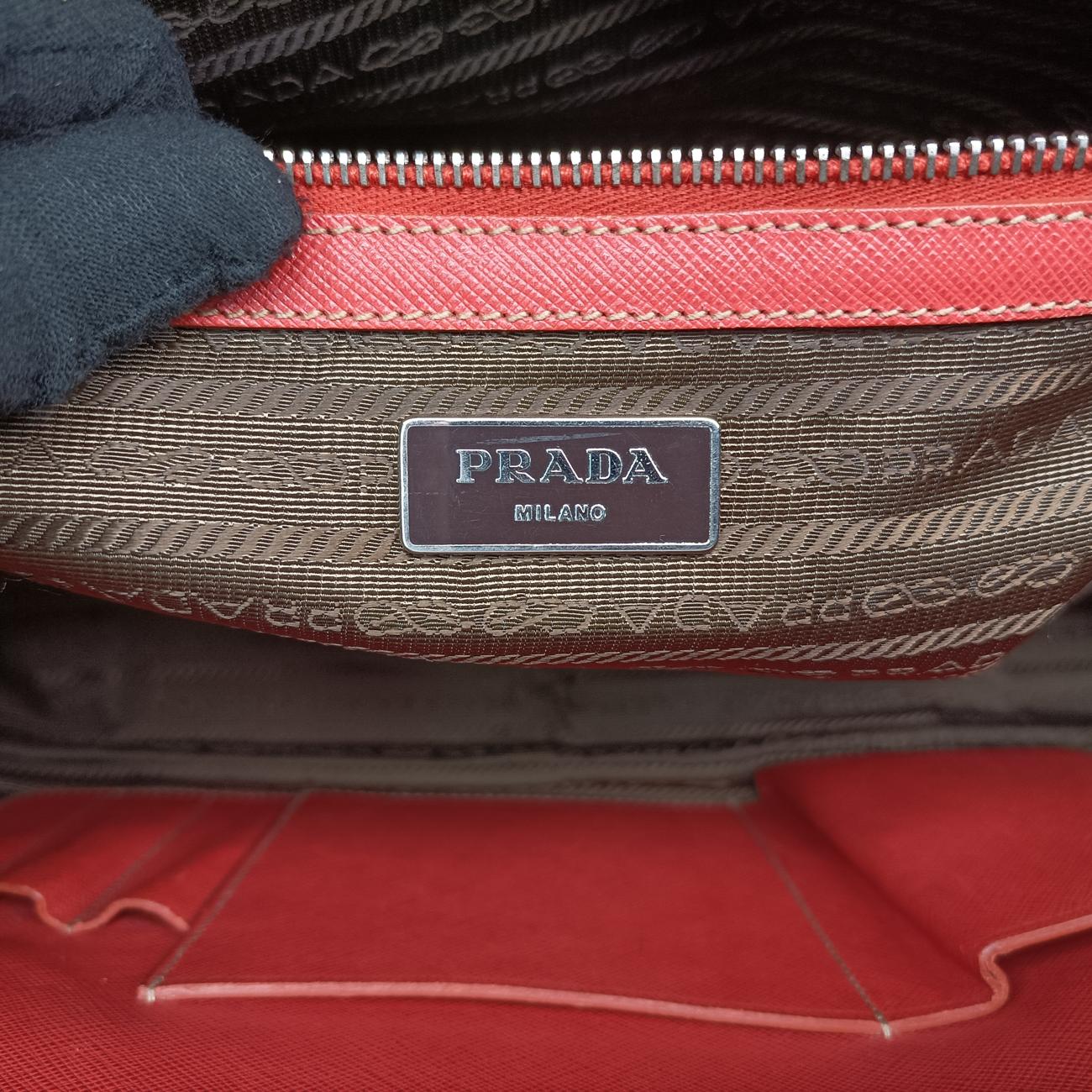 Pre-owned Prada Briefcase Business Orange SAFFIANO Leather VS0305 handbag | stylenewstar