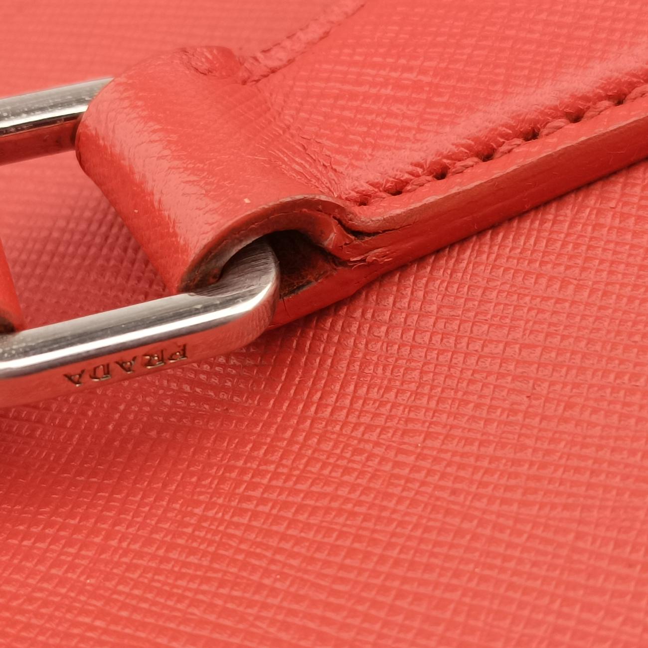 Pre-owned Prada Briefcase Business Orange SAFFIANO Leather VS0305 handbag | stylenewstar