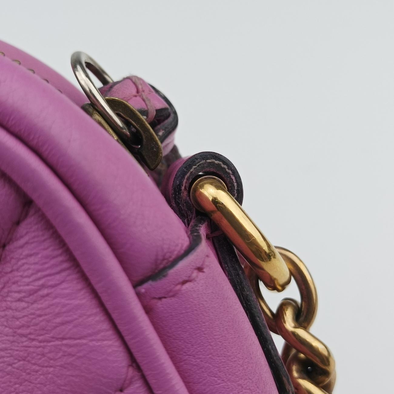 Pre-owned Gucci GG Marmont Rose Leather 448065 shoulderbag | stylenewstar