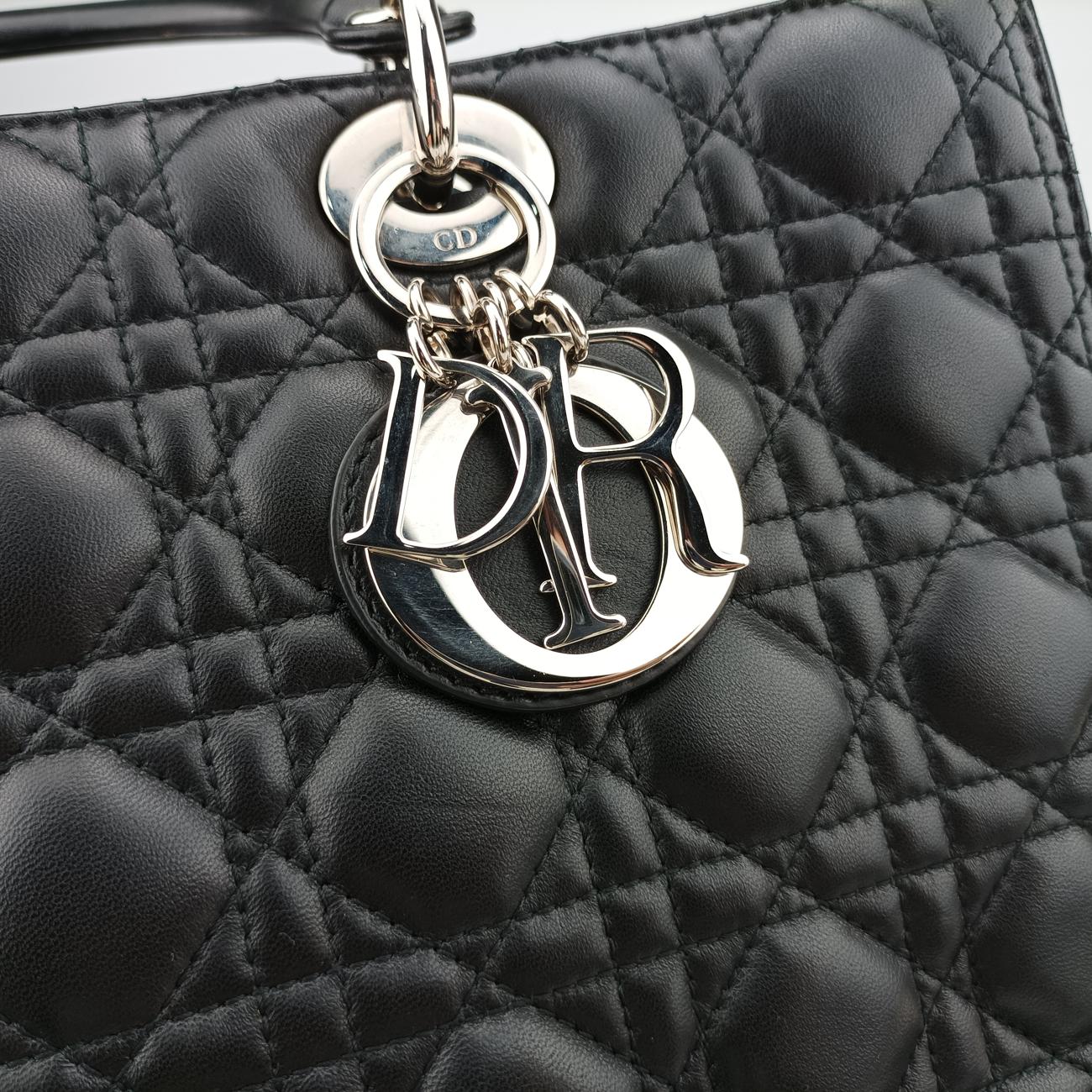 Pre-owned Christian Dior Lady Dior Black lambskin  shoulderbag | stylenewstar