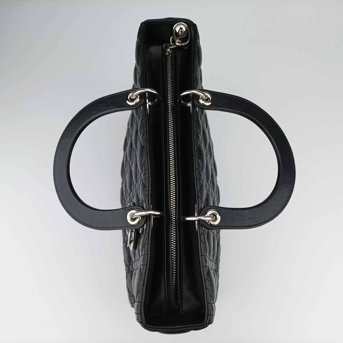 Pre-owned Christian Dior Lady Dior Black lambskin  shoulderbag | stylenewstar