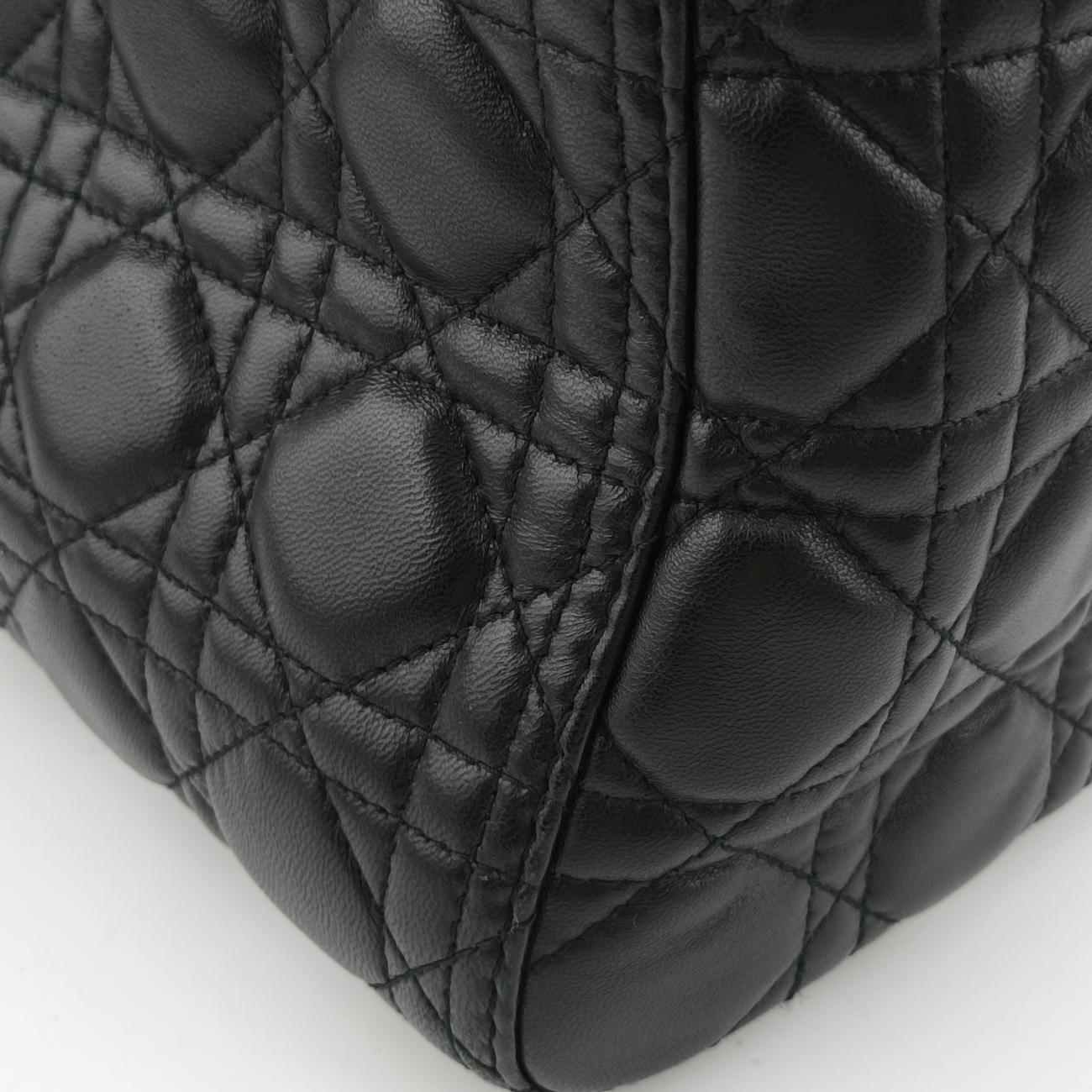 Pre-owned Christian Dior Lady Dior Black lambskin  shoulderbag | stylenewstar