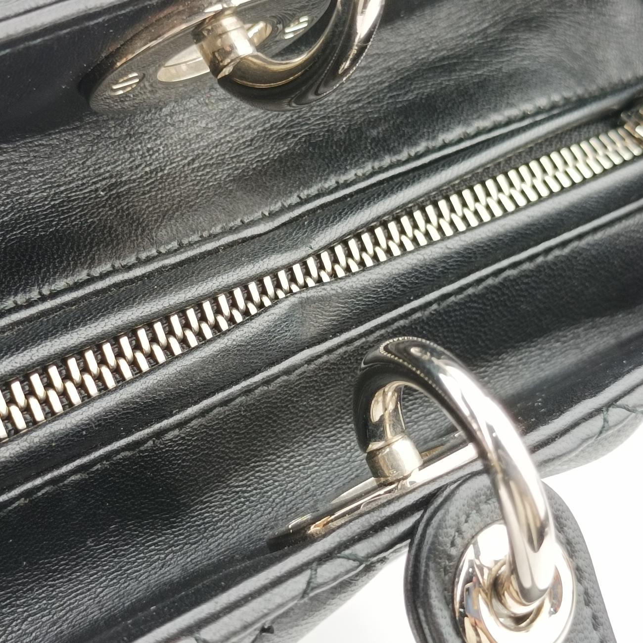 Pre-owned Christian Dior Lady Dior Black lambskin  shoulderbag | stylenewstar