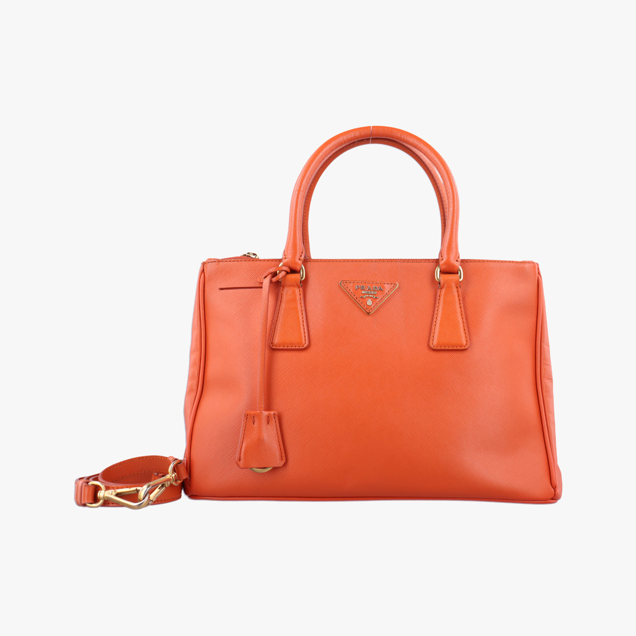 Pre-owned Prada Galleria Orange SAFFIANO Leather BN2274 shoulderbag | stylenewstar