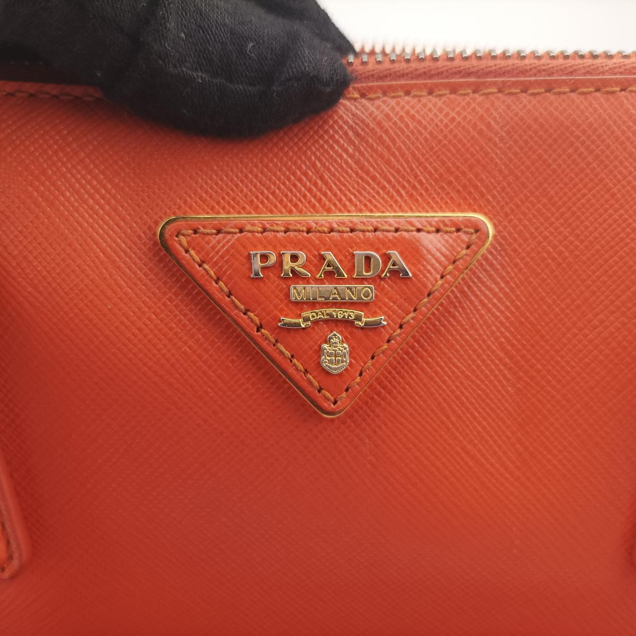 Pre-owned Prada Galleria Orange SAFFIANO Leather BN2274 shoulderbag | stylenewstar