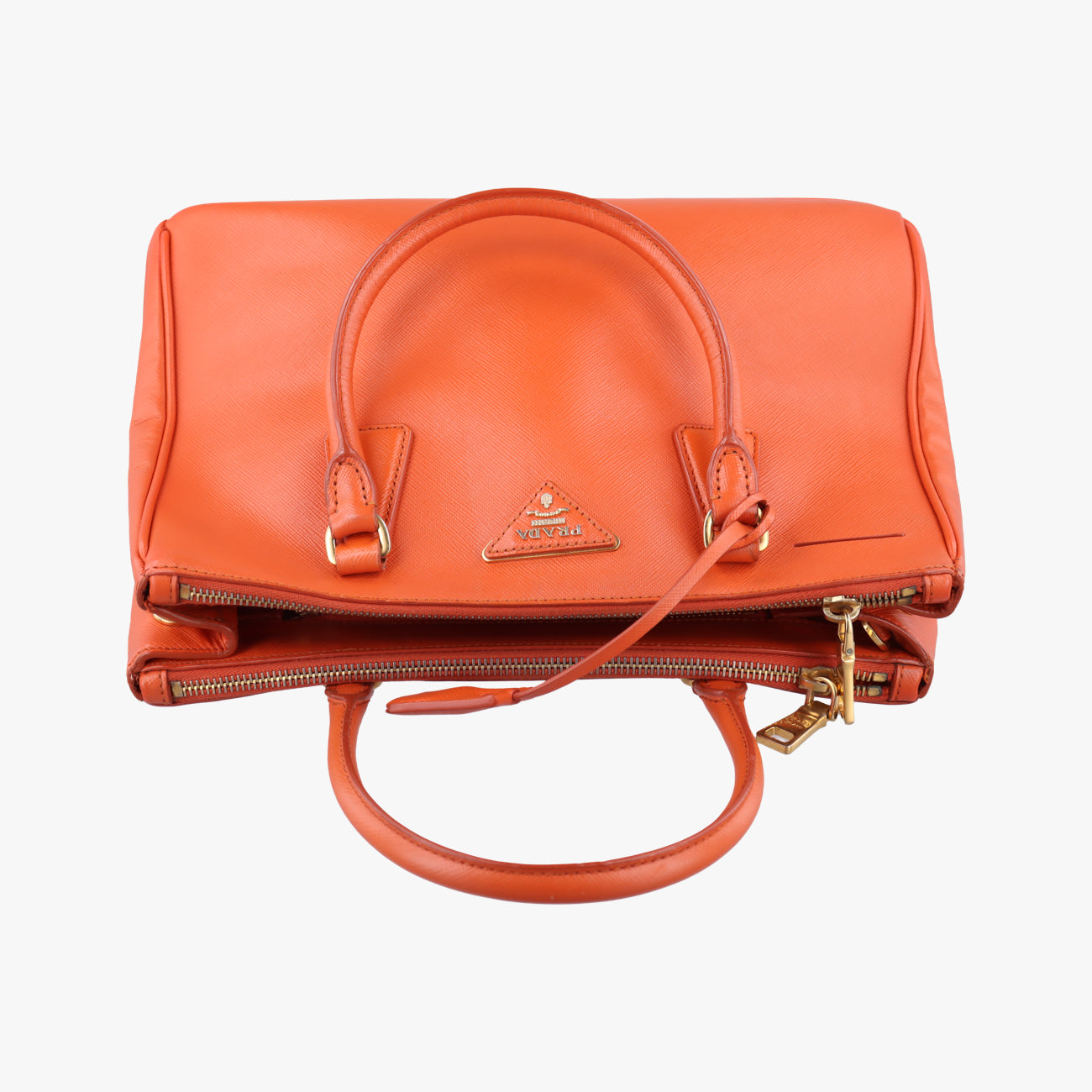 Pre-owned Prada Galleria Orange SAFFIANO Leather BN2274 shoulderbag | stylenewstar