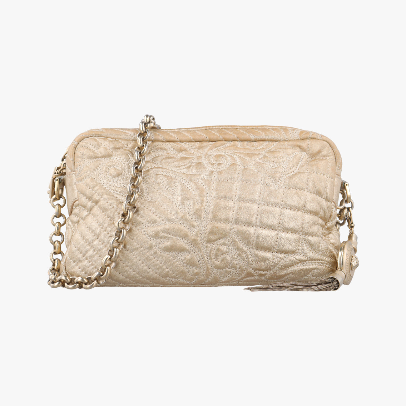 Pre-owned VERSACE Medusa Charm Vanitas Golden Leather  shoulderbag | stylenewstar