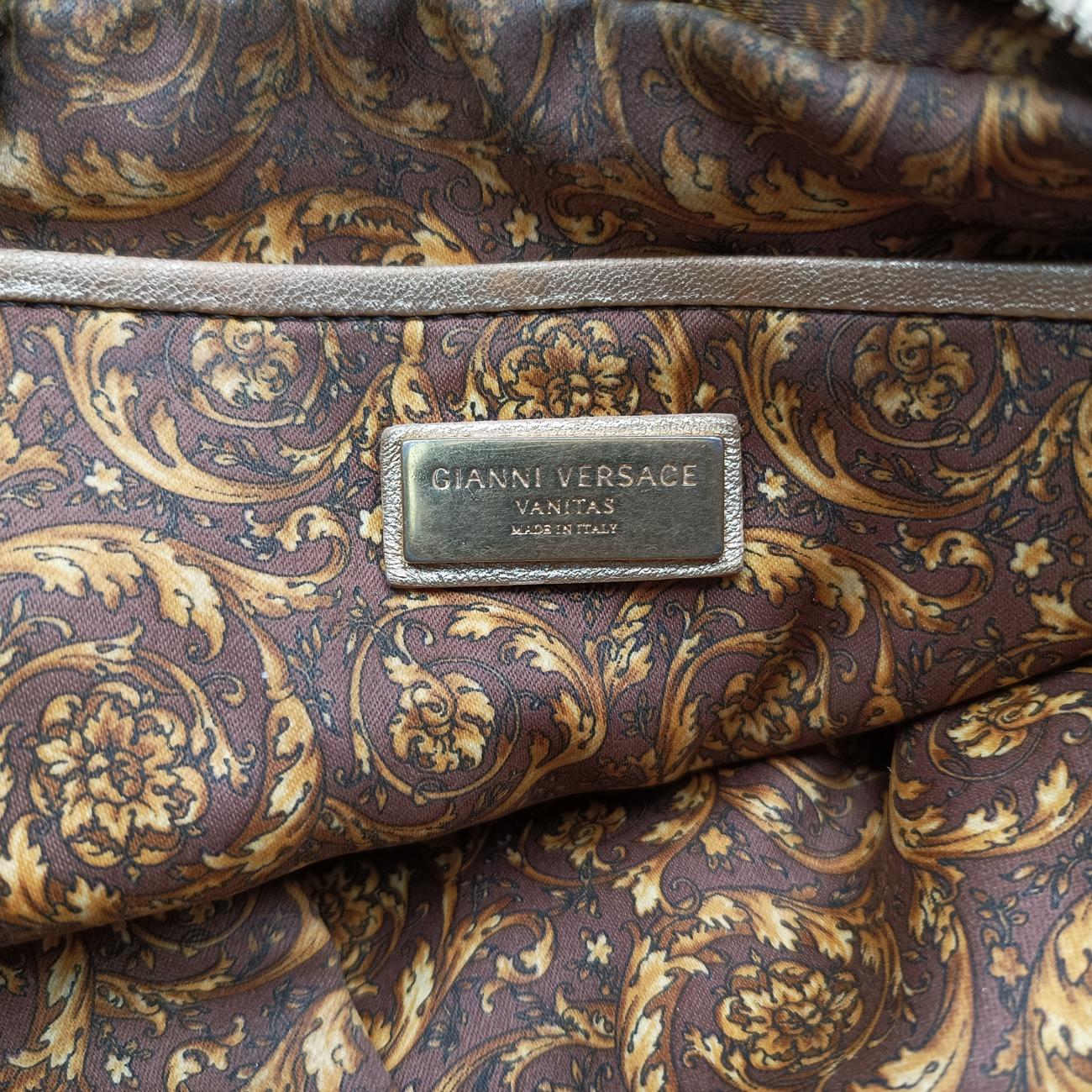 Pre-owned VERSACE Medusa Charm Vanitas Golden Leather  shoulderbag | stylenewstar