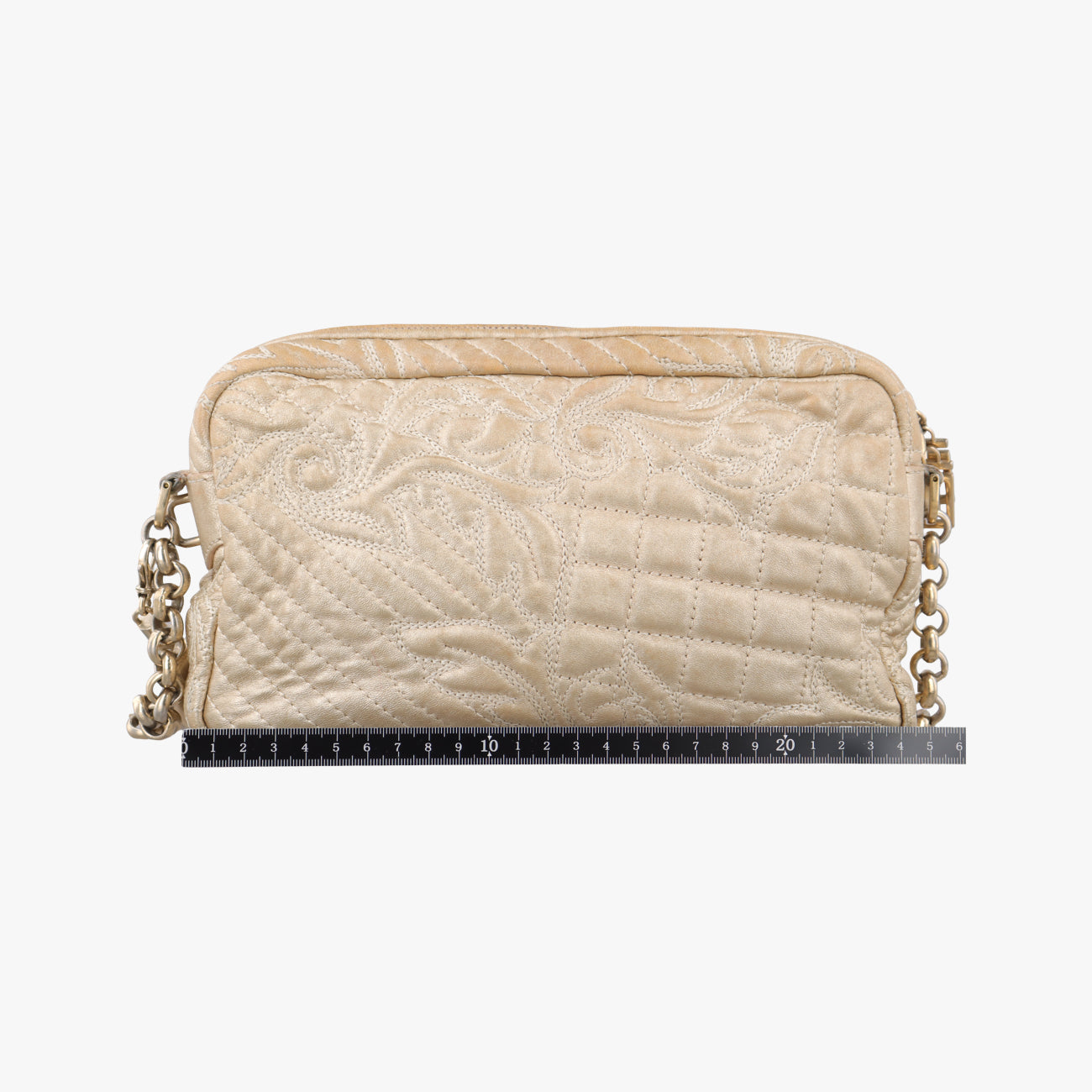 Pre-owned VERSACE Medusa Charm Vanitas Golden Leather  shoulderbag | stylenewstar