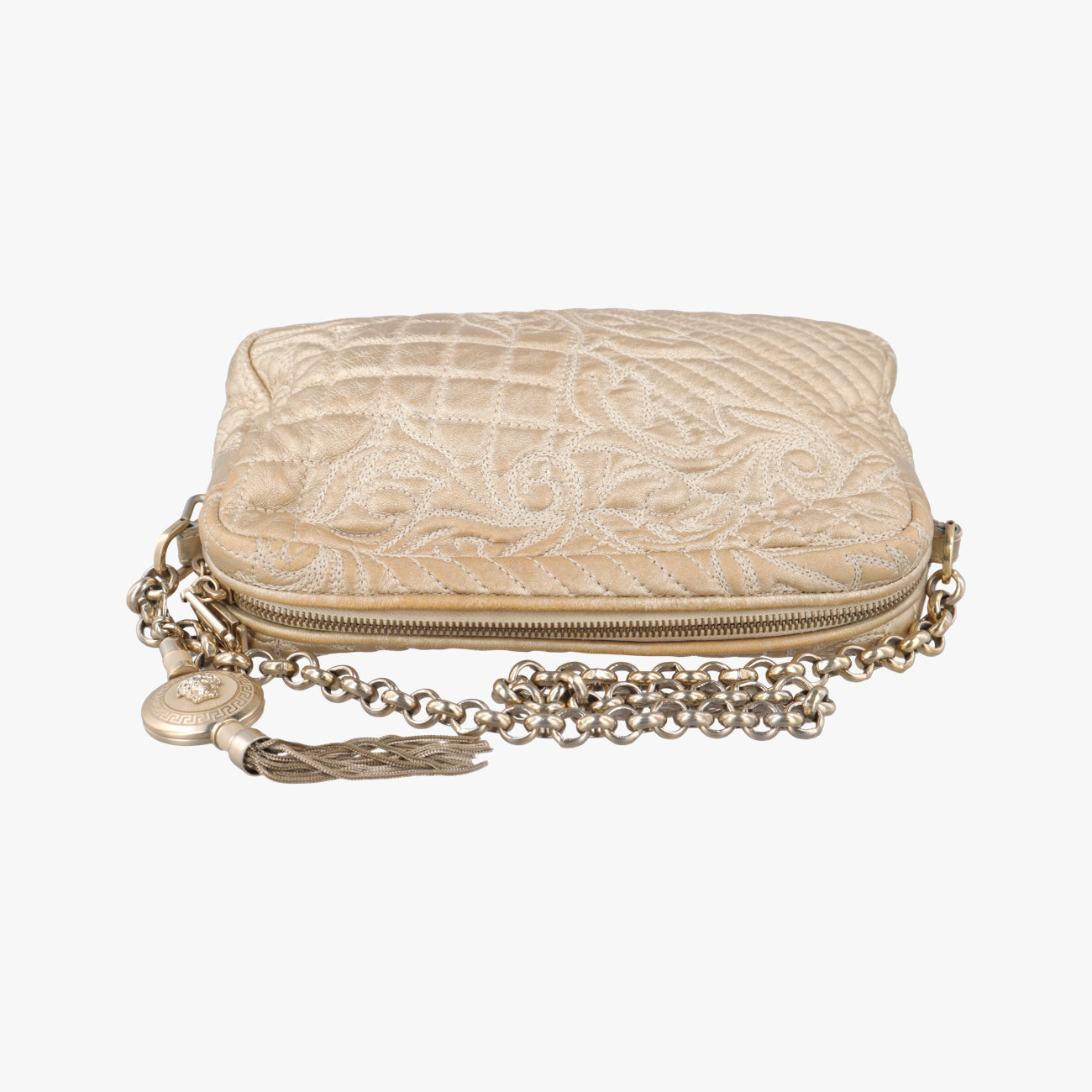 Pre-owned VERSACE Medusa Charm Vanitas Golden Leather  shoulderbag | stylenewstar