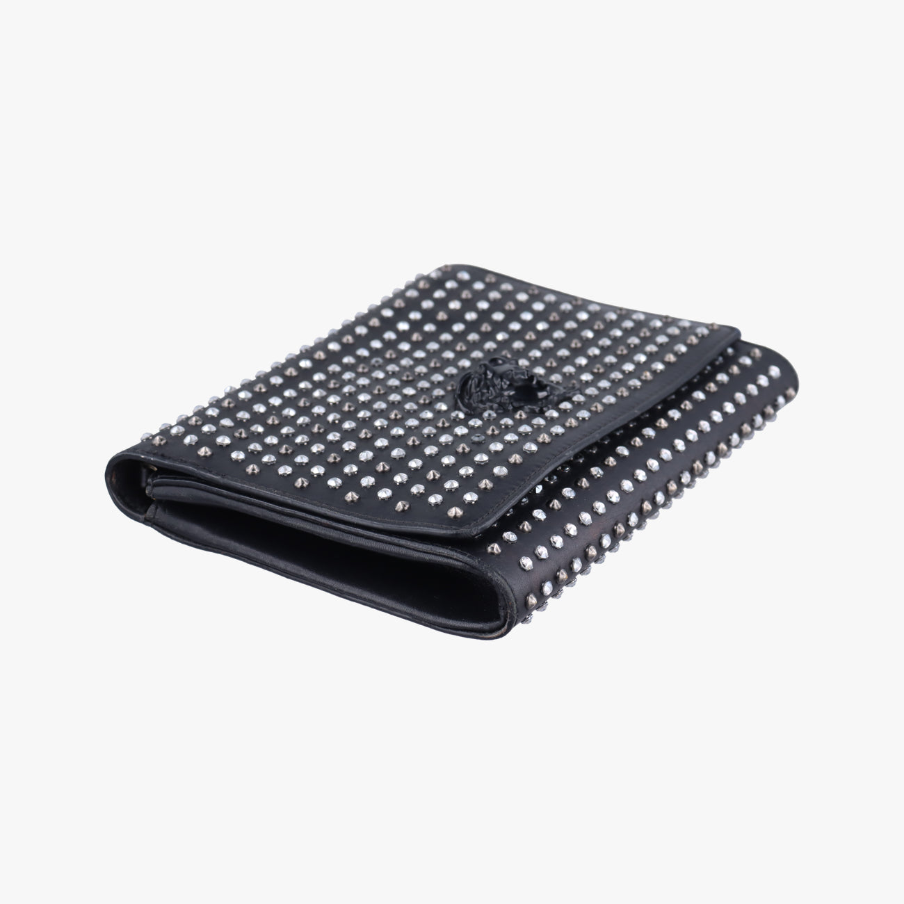 Secondhand VERSACE Studded Palazzo medusa Black Leather  shoulderbag | stylenewstar