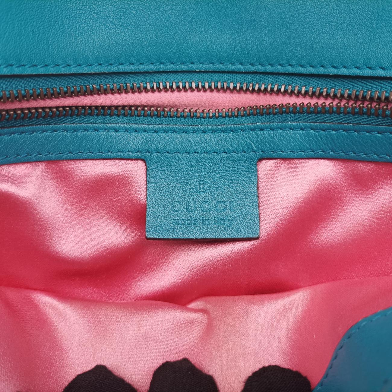 Pre-owned Gucci GG Marmont Blue velour 443497 shoulderbag | stylenewstar