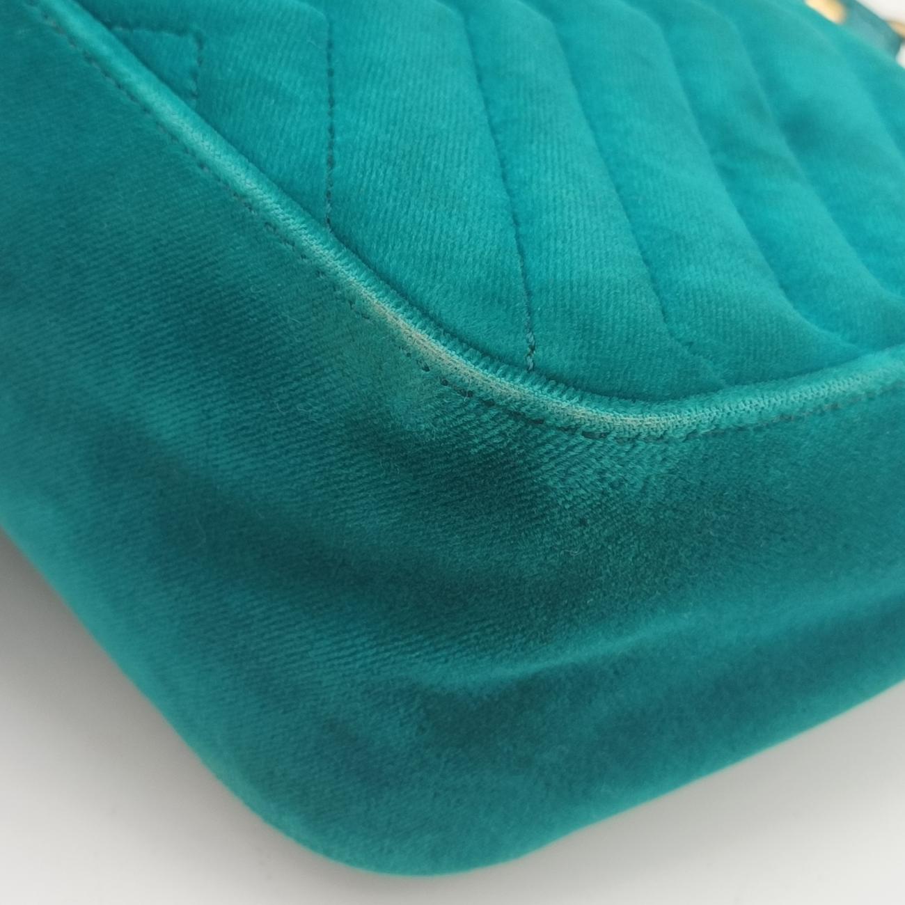 Pre-owned Gucci GG Marmont Blue velour 443497 shoulderbag | stylenewstar