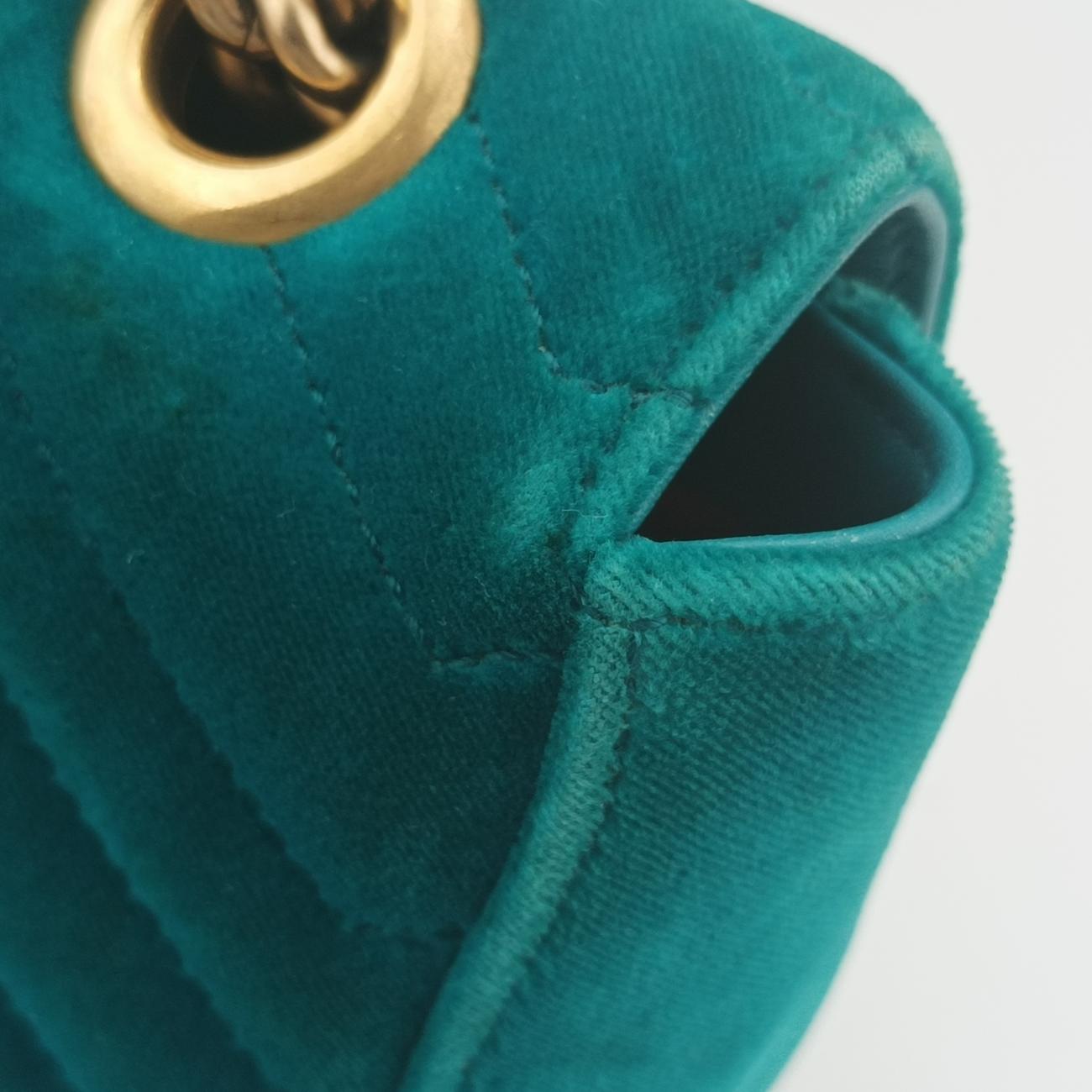 Pre-owned Gucci GG Marmont Blue velour 443497 shoulderbag | stylenewstar