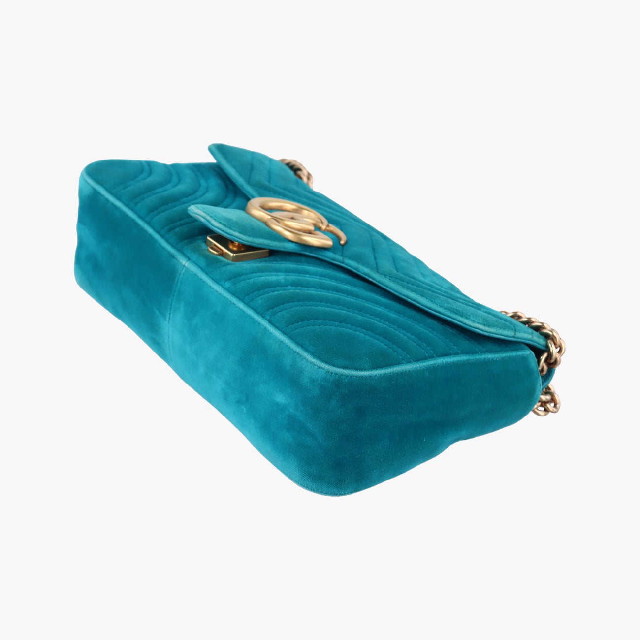 Pre-owned Gucci GG Marmont Blue velour 443497 shoulderbag | stylenewstar