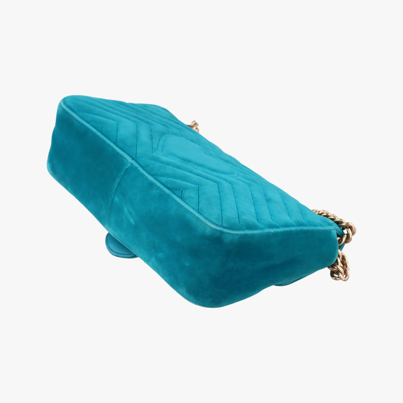 Pre-owned Gucci GG Marmont Blue velour 443497 shoulderbag | stylenewstar