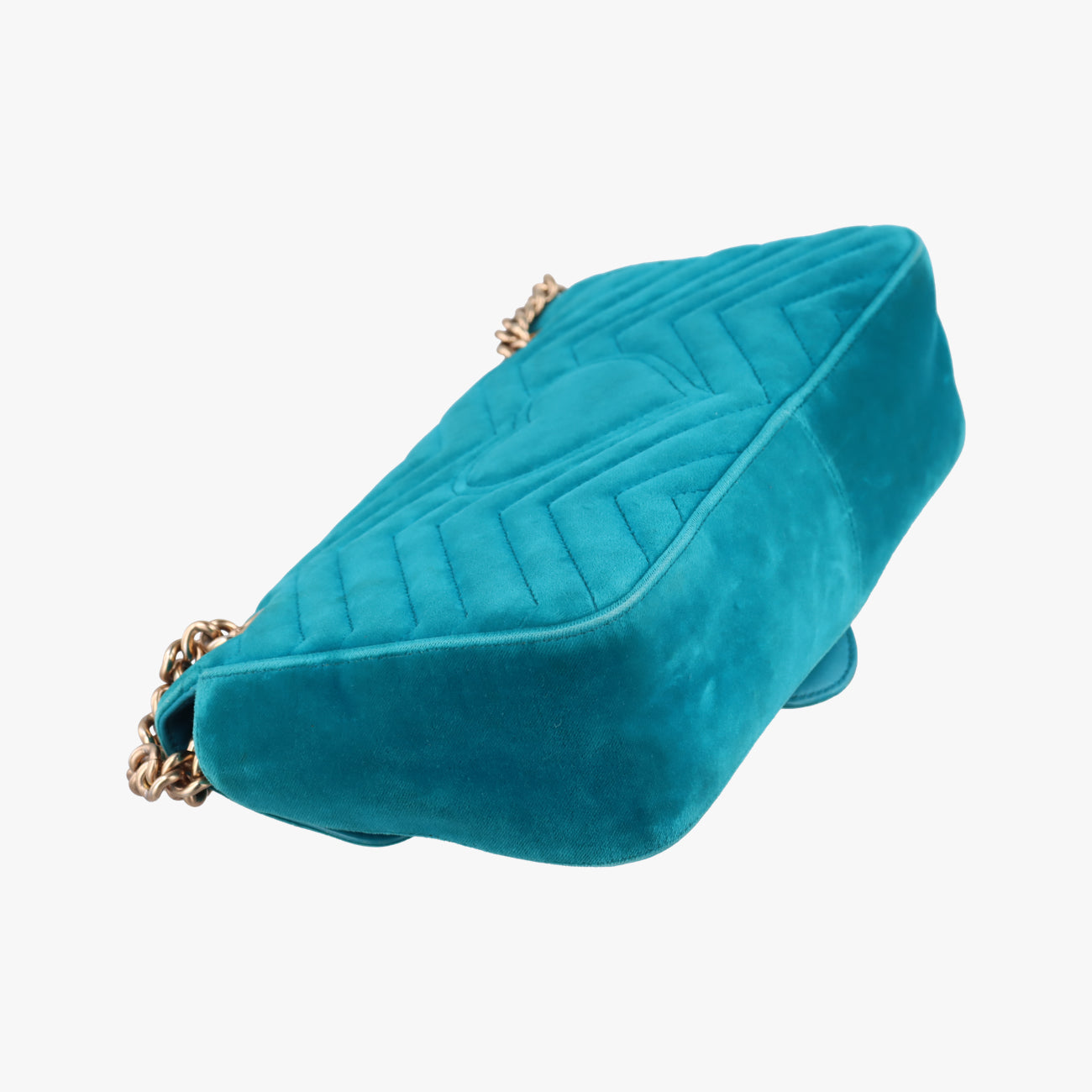 Pre-owned Gucci GG Marmont Blue velour 443497 shoulderbag | stylenewstar