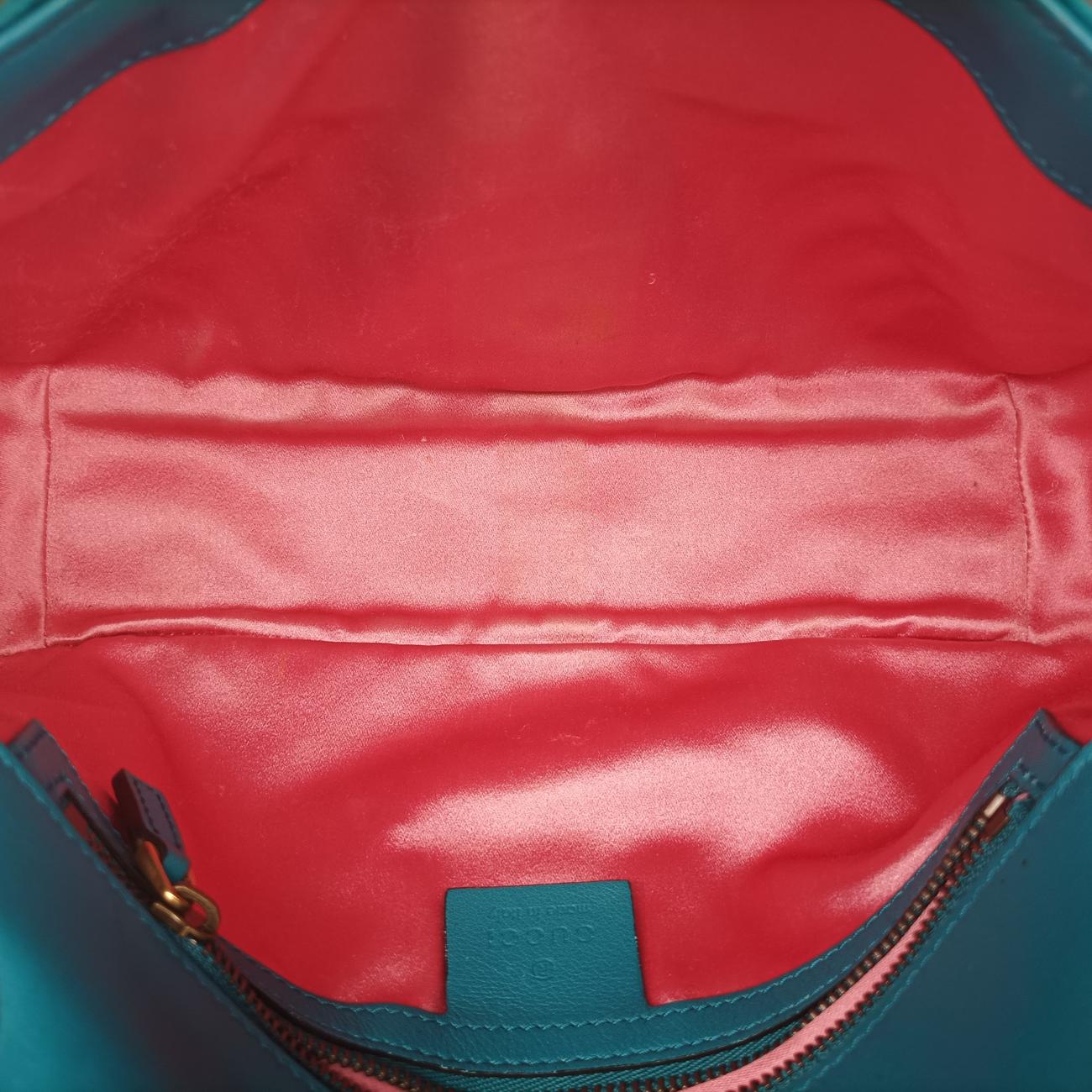 Pre-owned Gucci GG Marmont Blue velour 443497 shoulderbag | stylenewstar