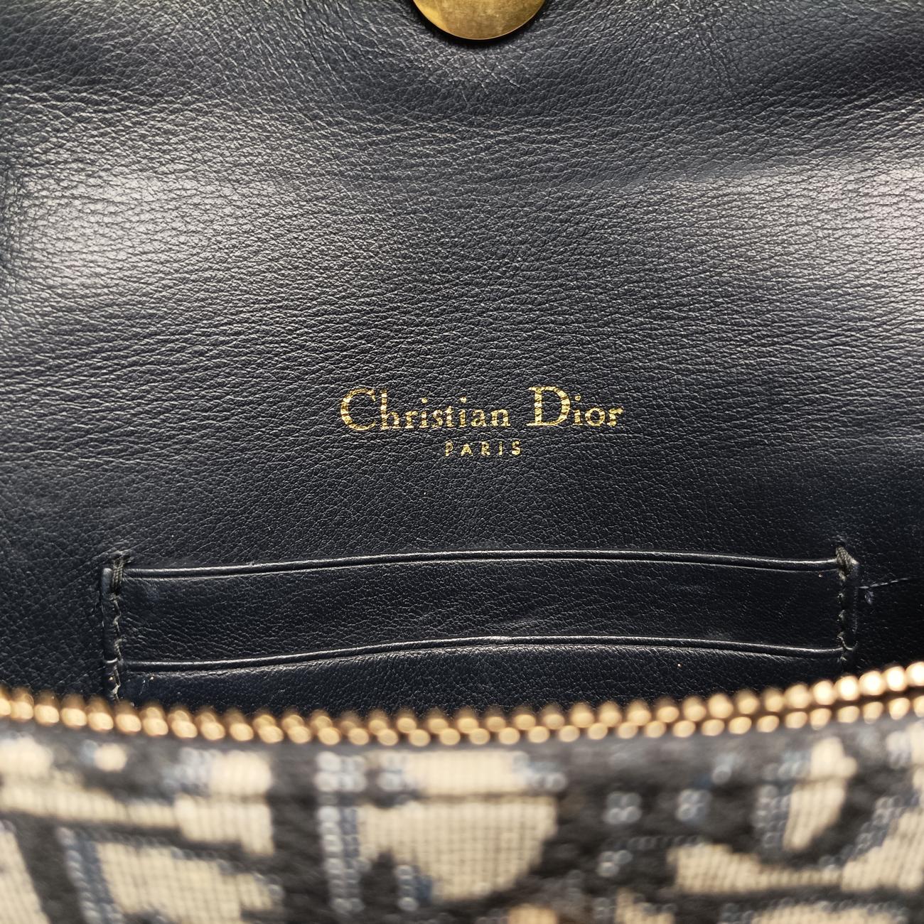 Vintage Christian Dior Saddle Navy×Gray jacquard  shoulderbag | stylenewstar