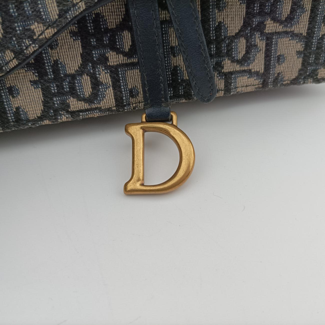 Vintage Christian Dior Saddle Navy×Gray jacquard  shoulderbag | stylenewstar