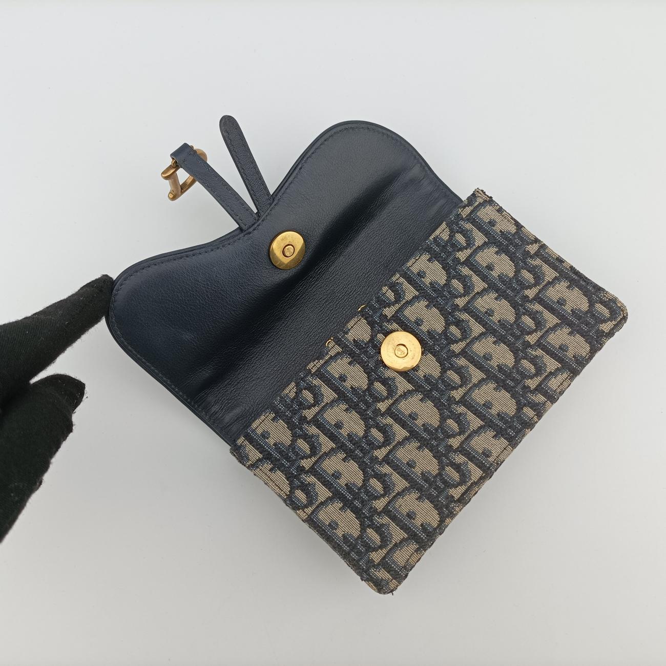 Vintage Christian Dior Saddle Navy×Gray jacquard  shoulderbag | stylenewstar