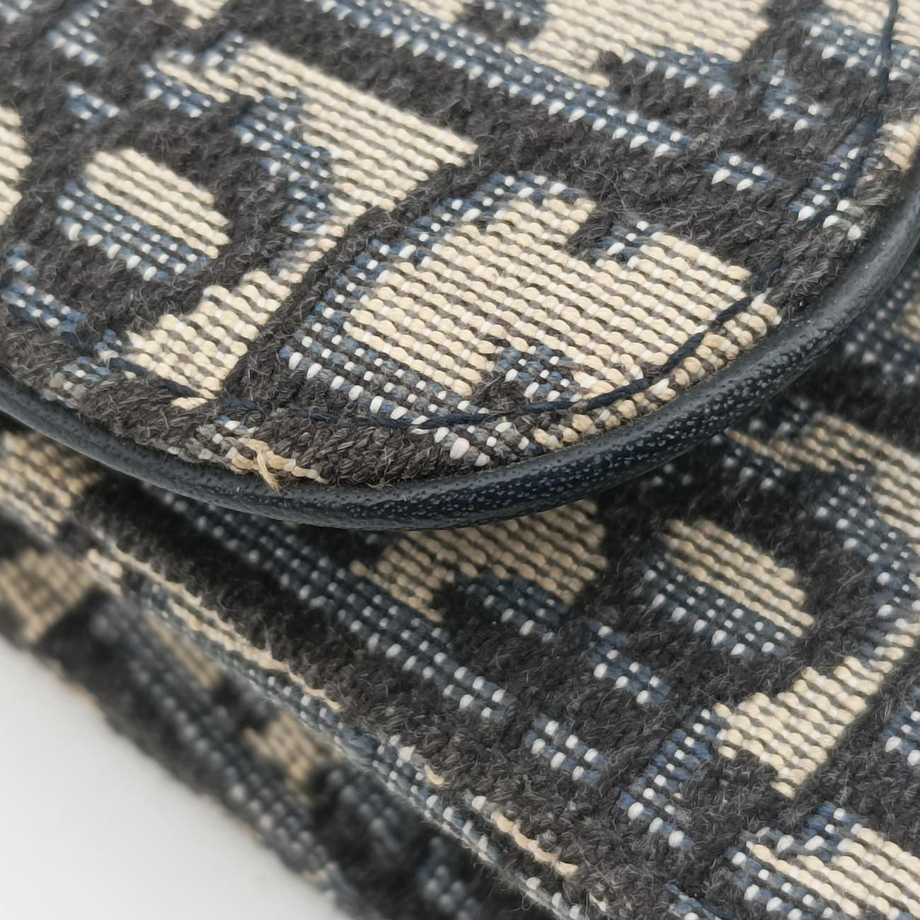 Vintage Christian Dior Saddle Navy×Gray jacquard  shoulderbag | stylenewstar