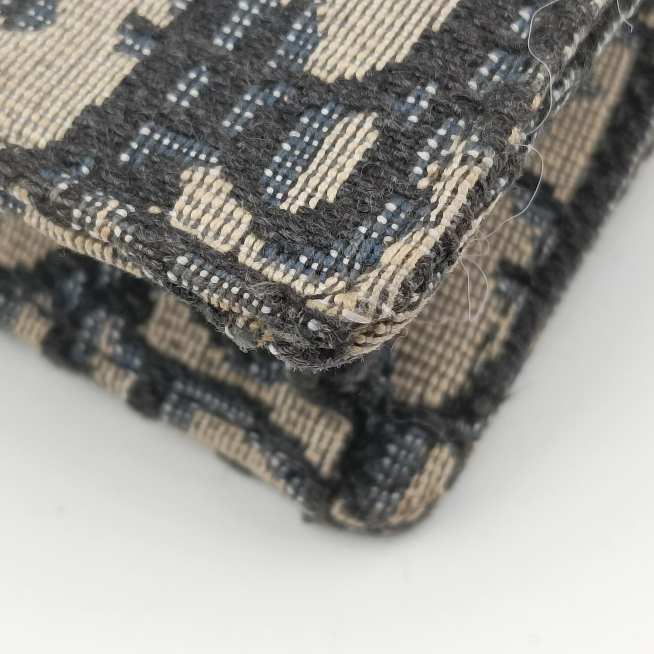 Vintage Christian Dior Saddle Navy×Gray jacquard  shoulderbag | stylenewstar