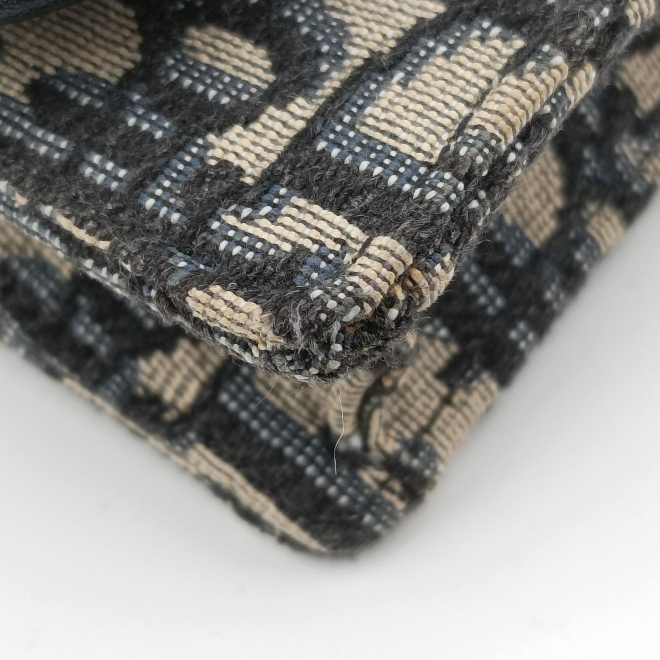 Vintage Christian Dior Saddle Navy×Gray jacquard  shoulderbag | stylenewstar