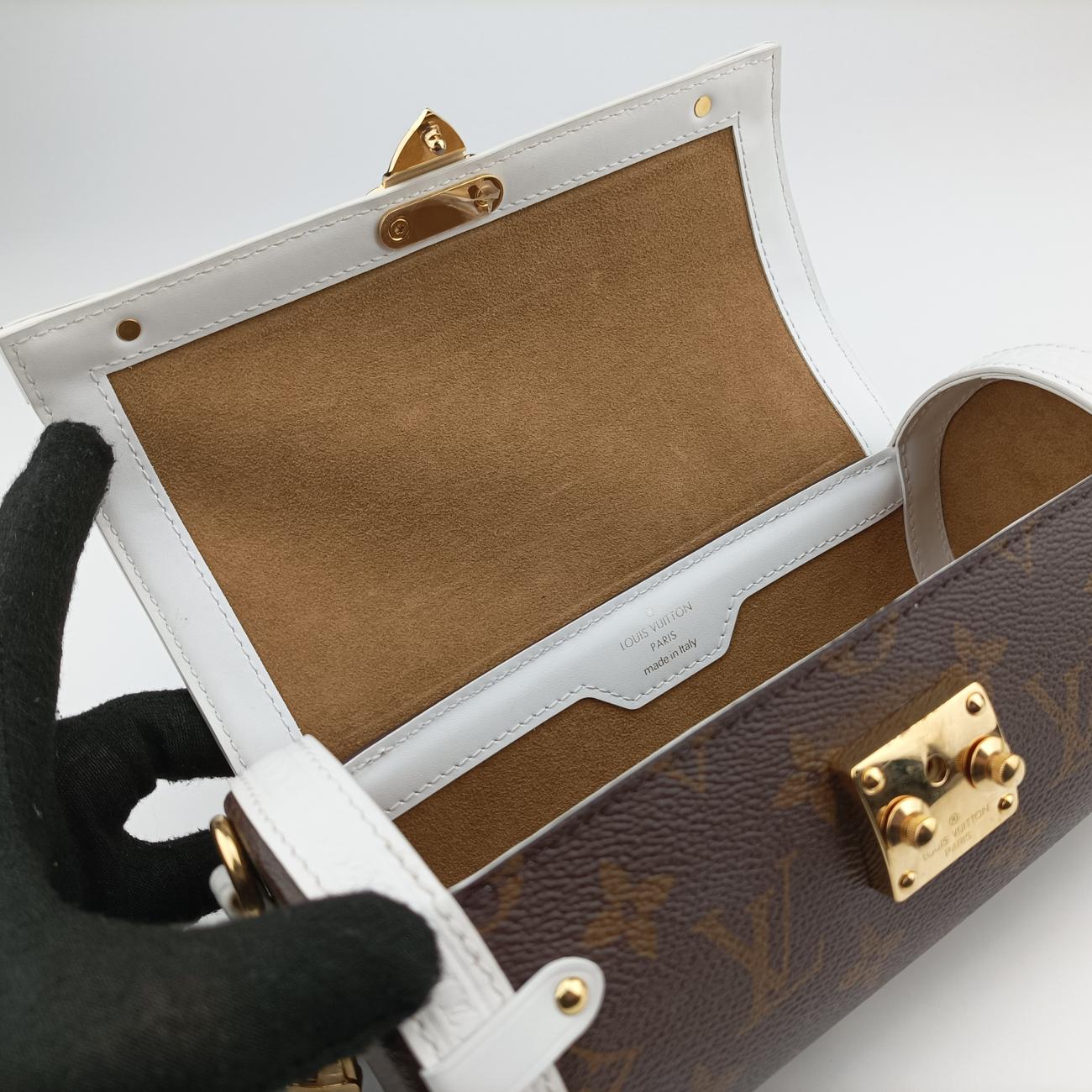 Pre-owned Louis Vuitton Papillon Trunk Brown×white Monogram Canvas×calf leather M81485 shoulderbag | stylenewstar