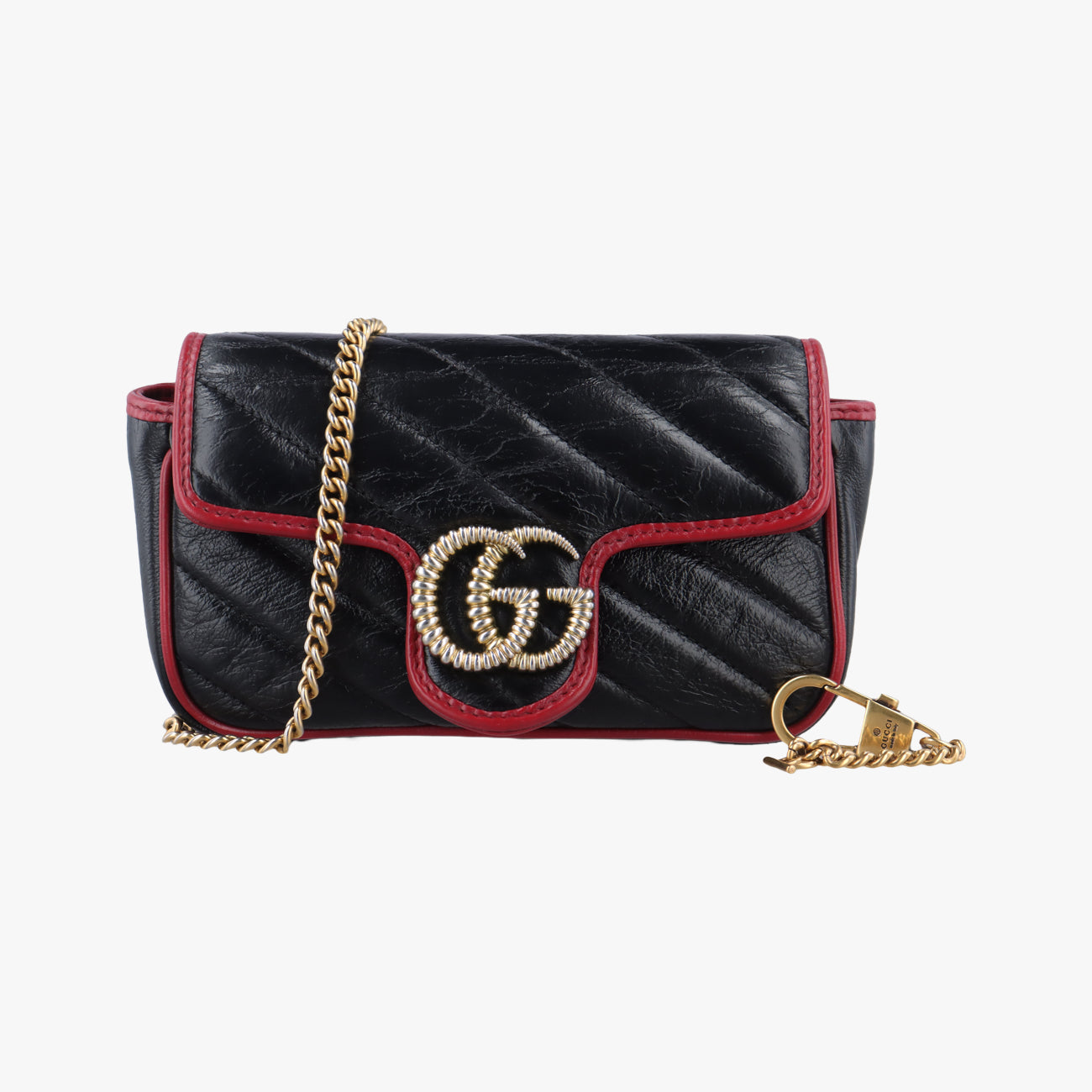 Secondhand Gucci GG Marmont Black×red Leather 574969 shoulderbag | stylenewstar
