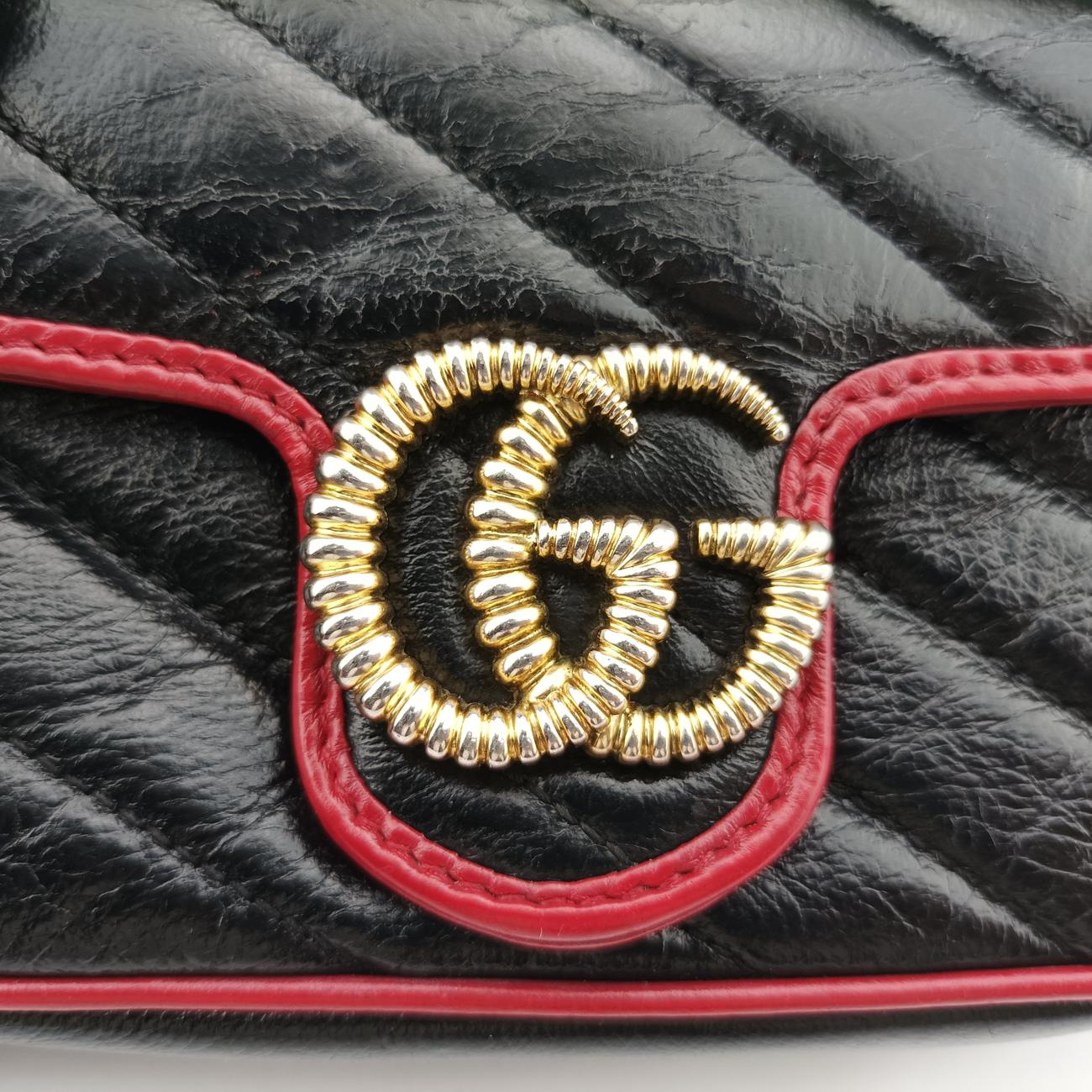 Secondhand Gucci GG Marmont Black×red Leather 574969 shoulderbag | stylenewstar